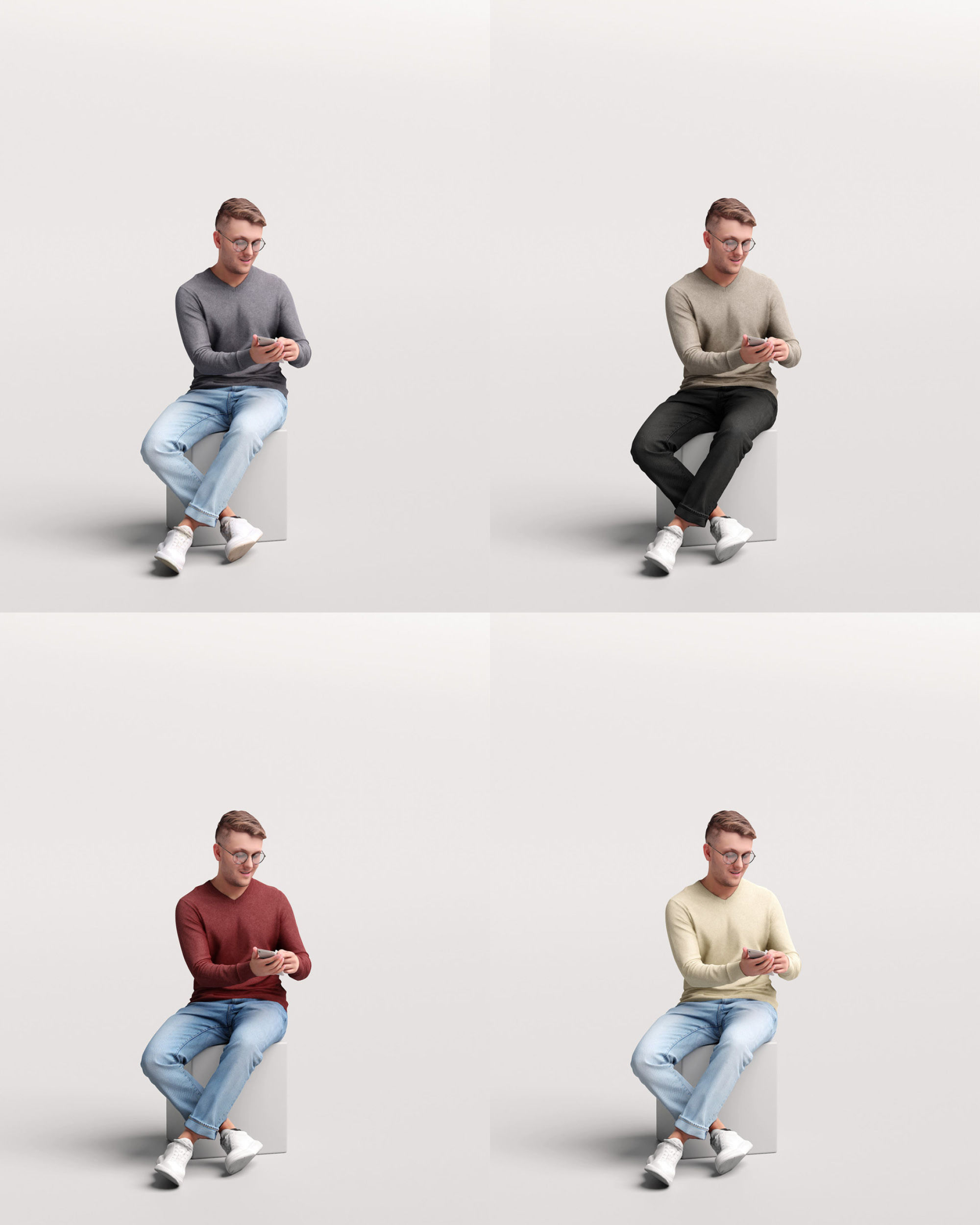 Humano Sitting Man with phone 2204-1 3D model_13