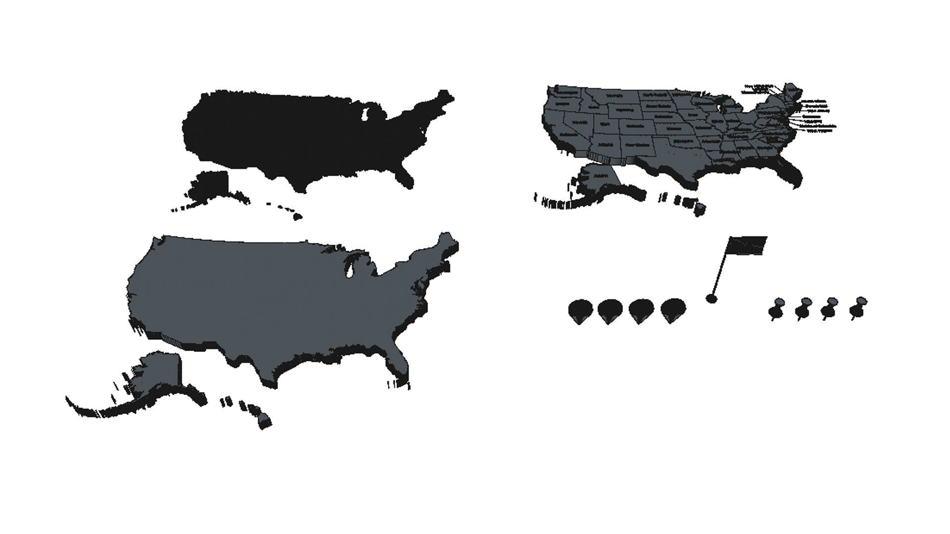 USA Map Pack 3D model_9
