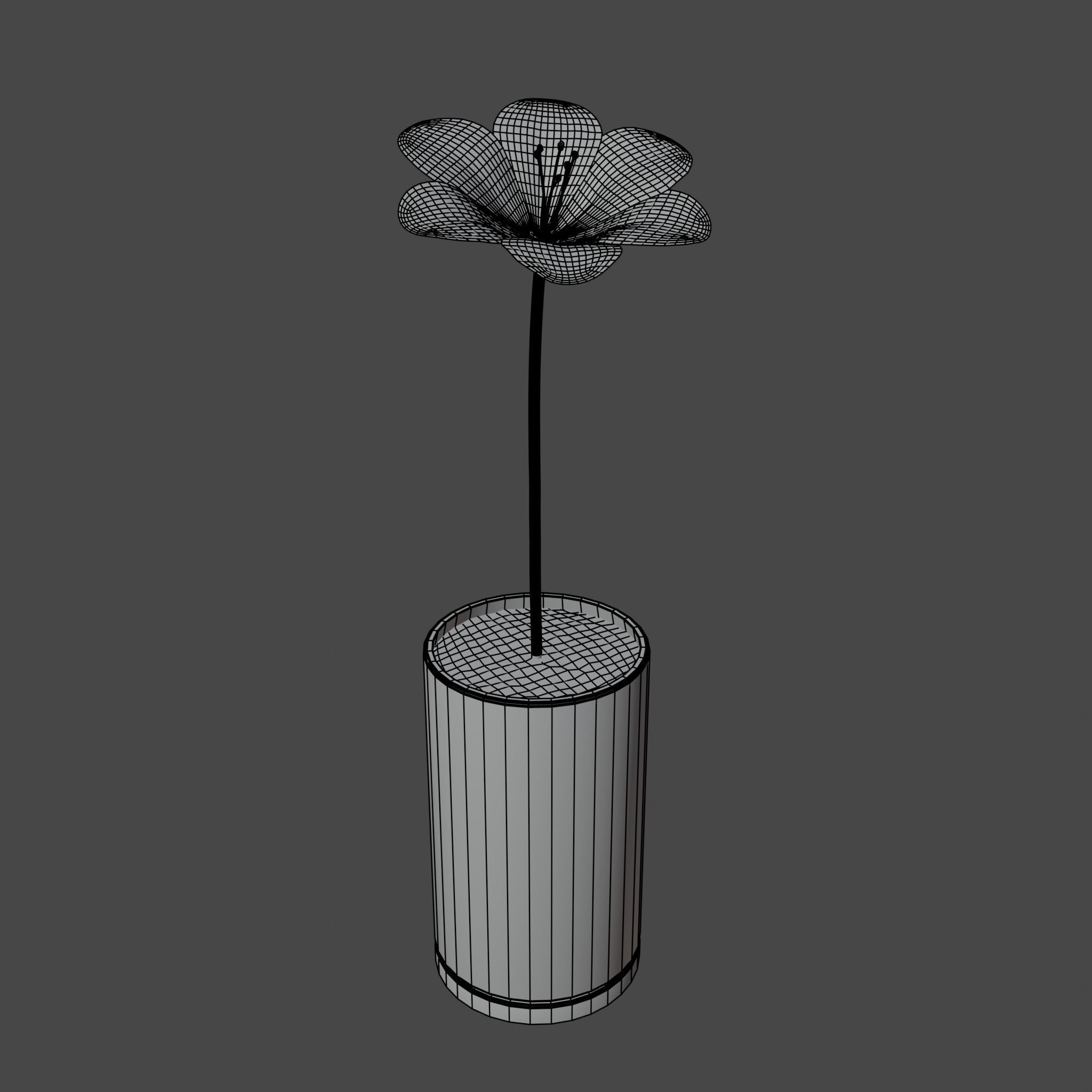Flower in vase Polemonium caeruleum Low-poly 3D model_2
