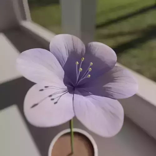 Flower in vase Polemonium caeruleum Low-poly 3D model