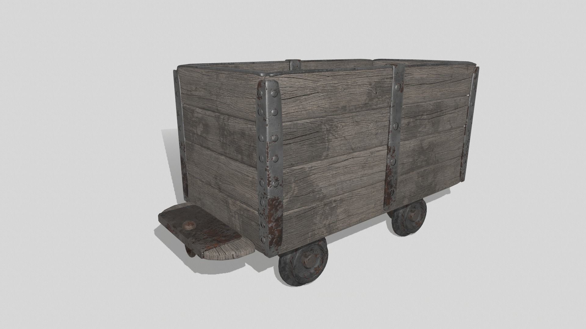 Mine cart Low-poly 3D model_3