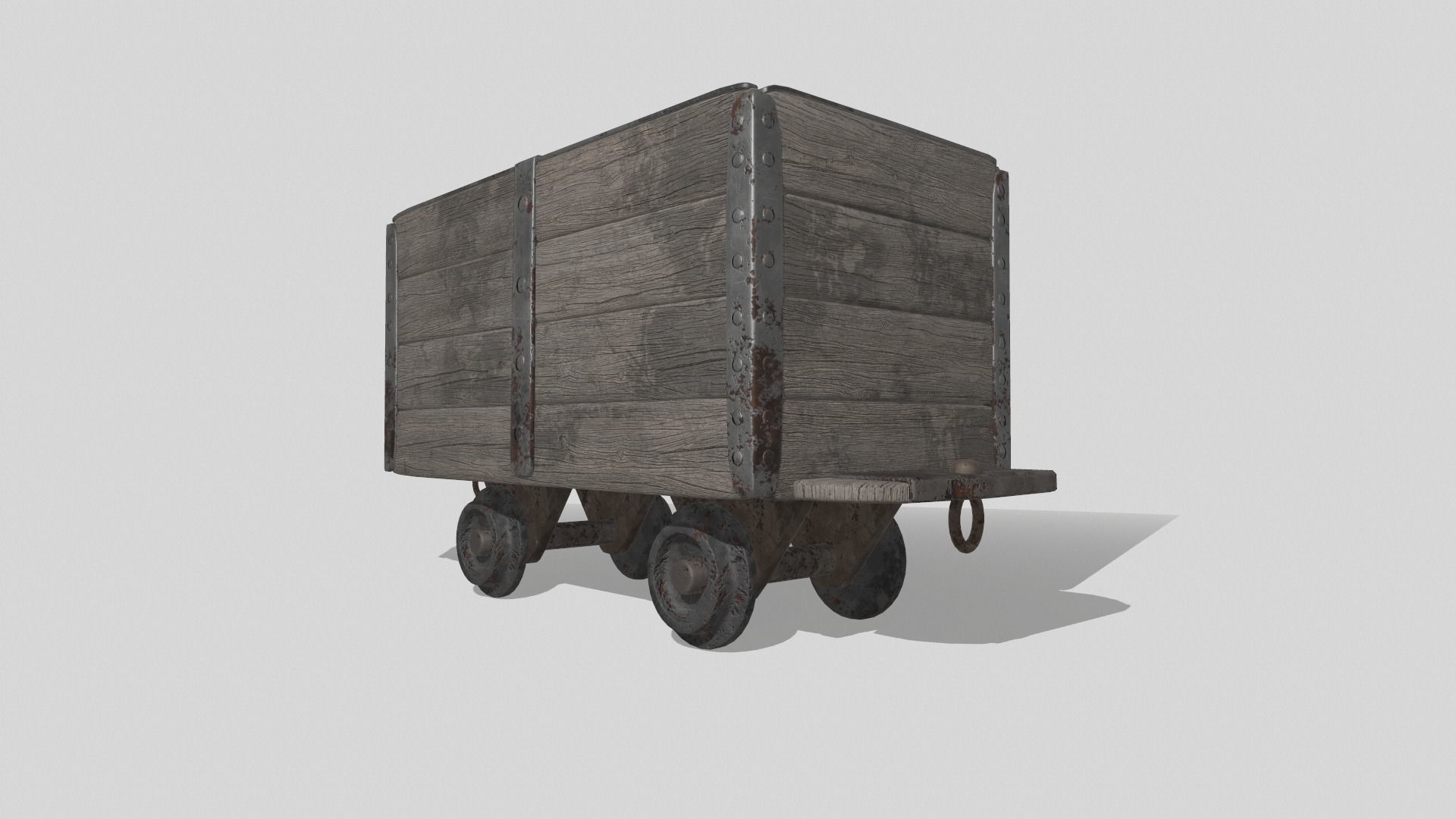Mine cart Low-poly 3D model_2
