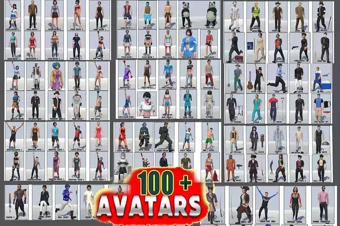 100 Avatars world Low-poly 3D model