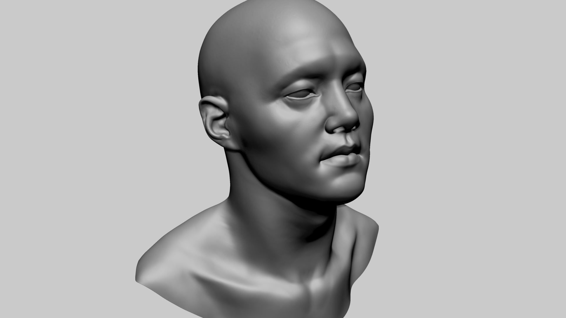 Asian Male Head B 3D model_2