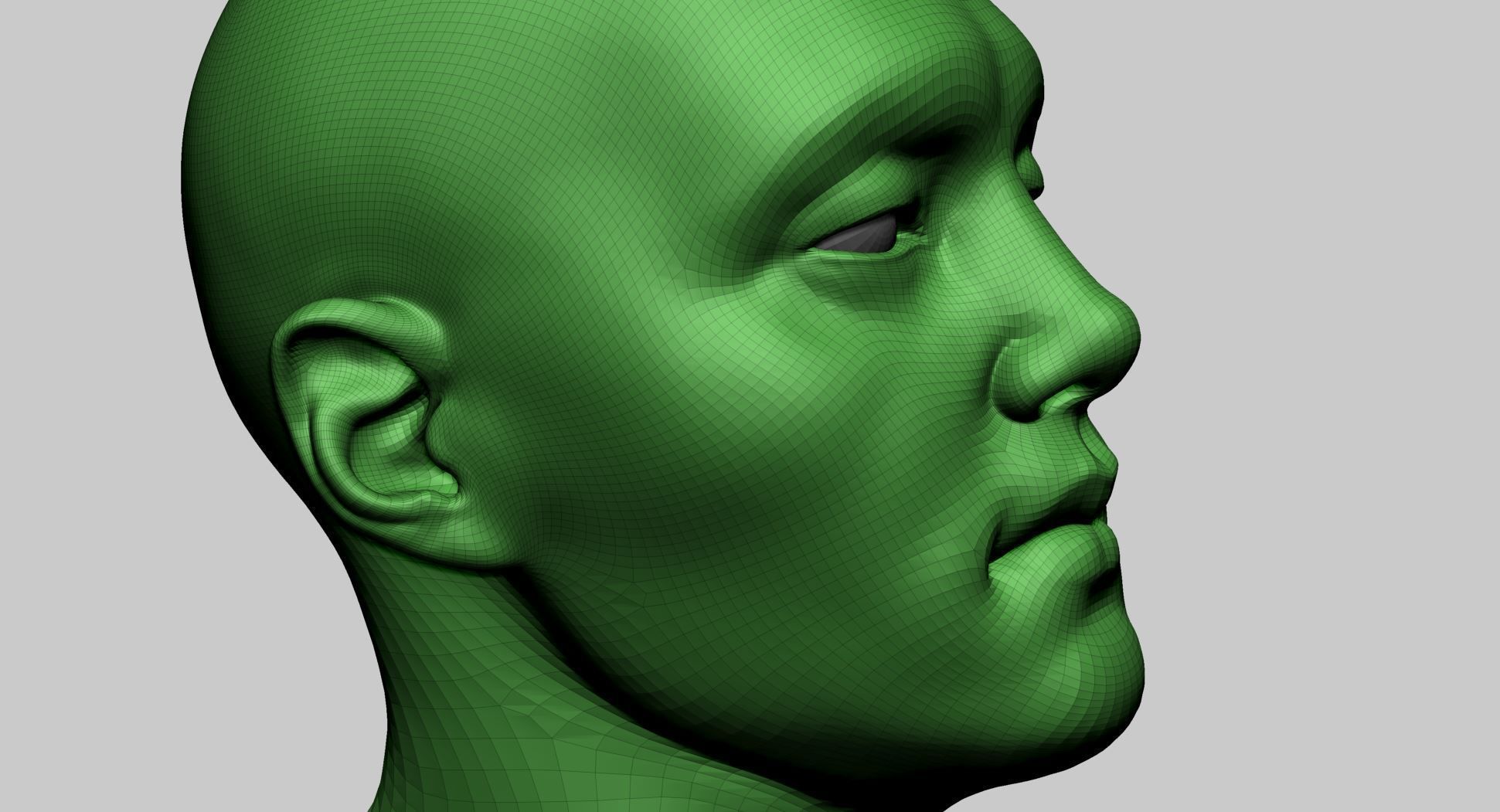 Asian Male Head B 3D model_10