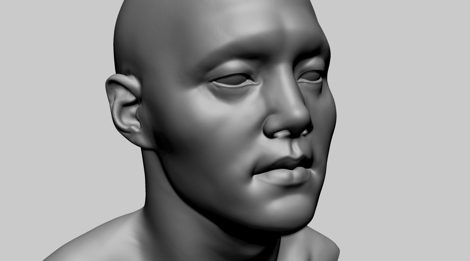 Asian Male Head B 3D model_8