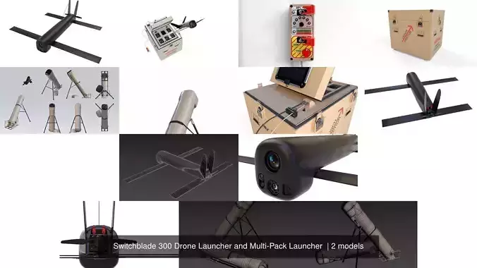 Switchblade 300 Drone Launcher and Multi-Pack Launcher  3D Model Collection