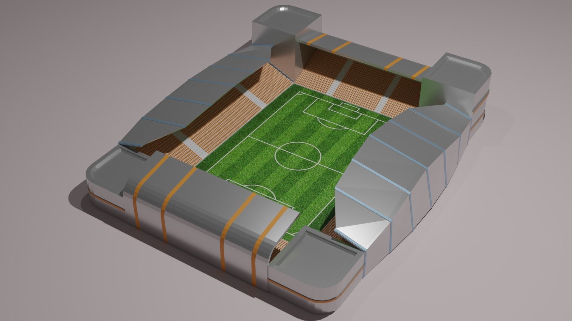 Low poly football stadium  Low-poly 3D model_1