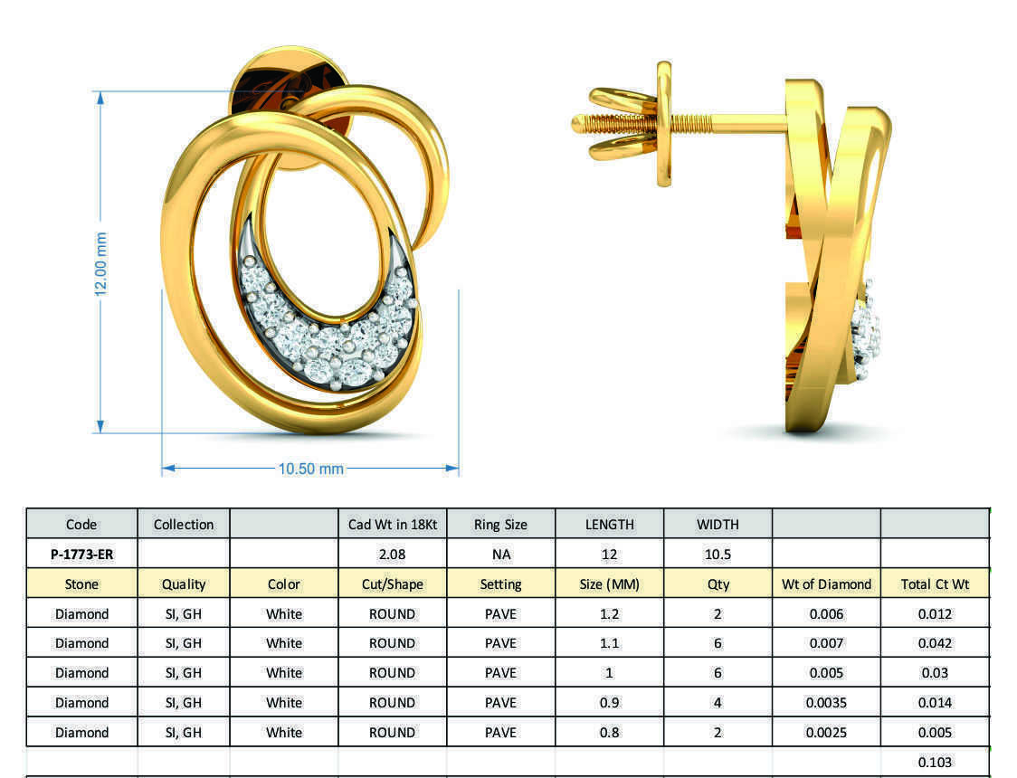 Women Ring Earrings Pendant set 3dm stl 3mf glb render details 3D print model_20