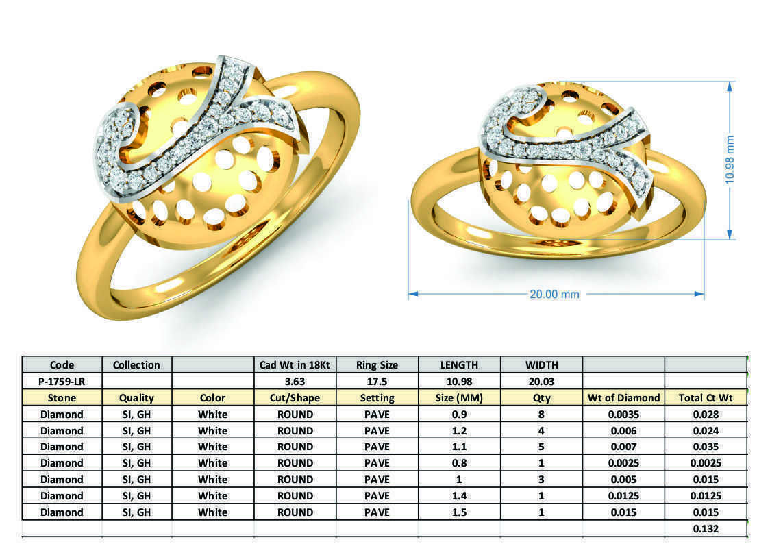 Women Ring Earrings Pendant set 3dm stl 3mf glb render details 3D print model_29