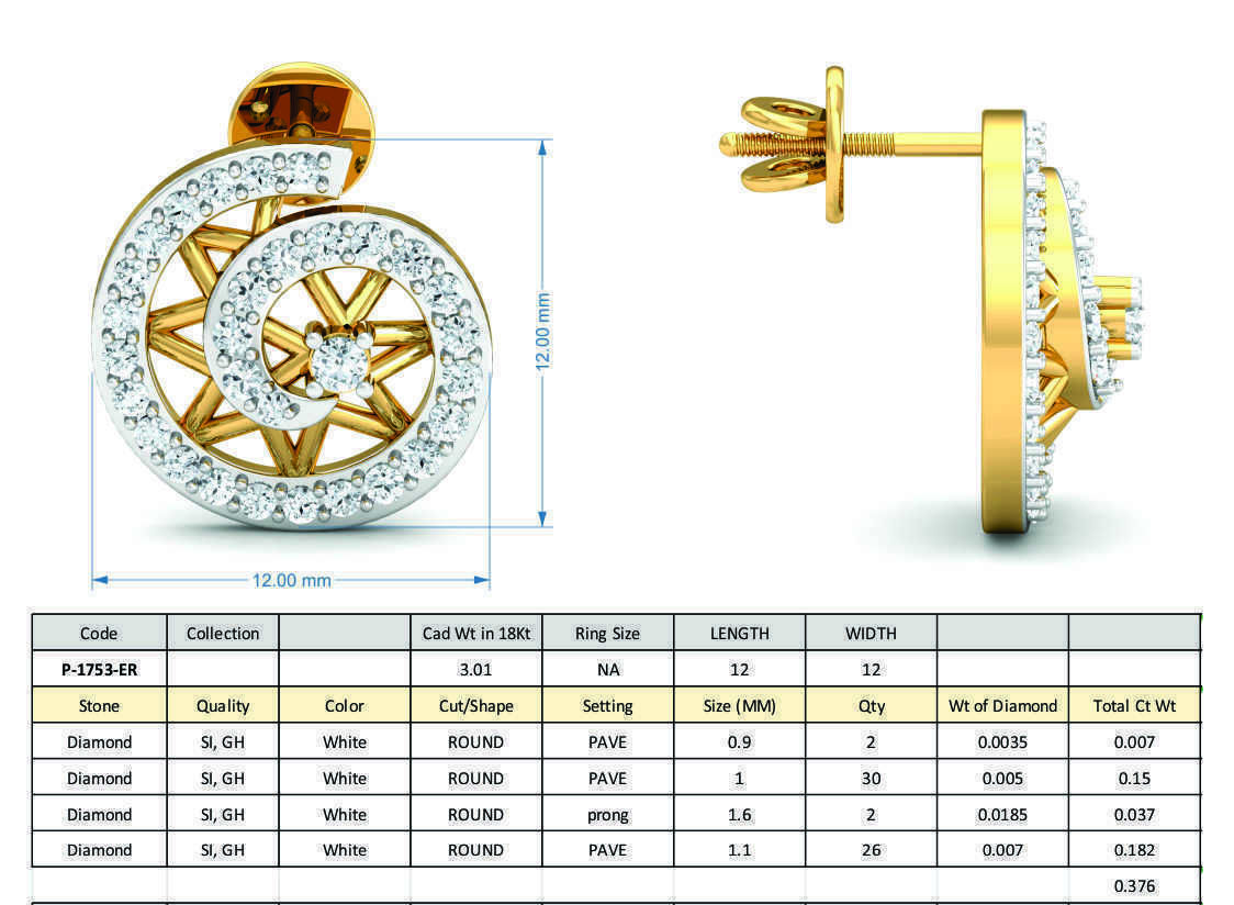 Women Ring Earrings Pendant set 3dm stl 3mf glb render details 3D print model_20