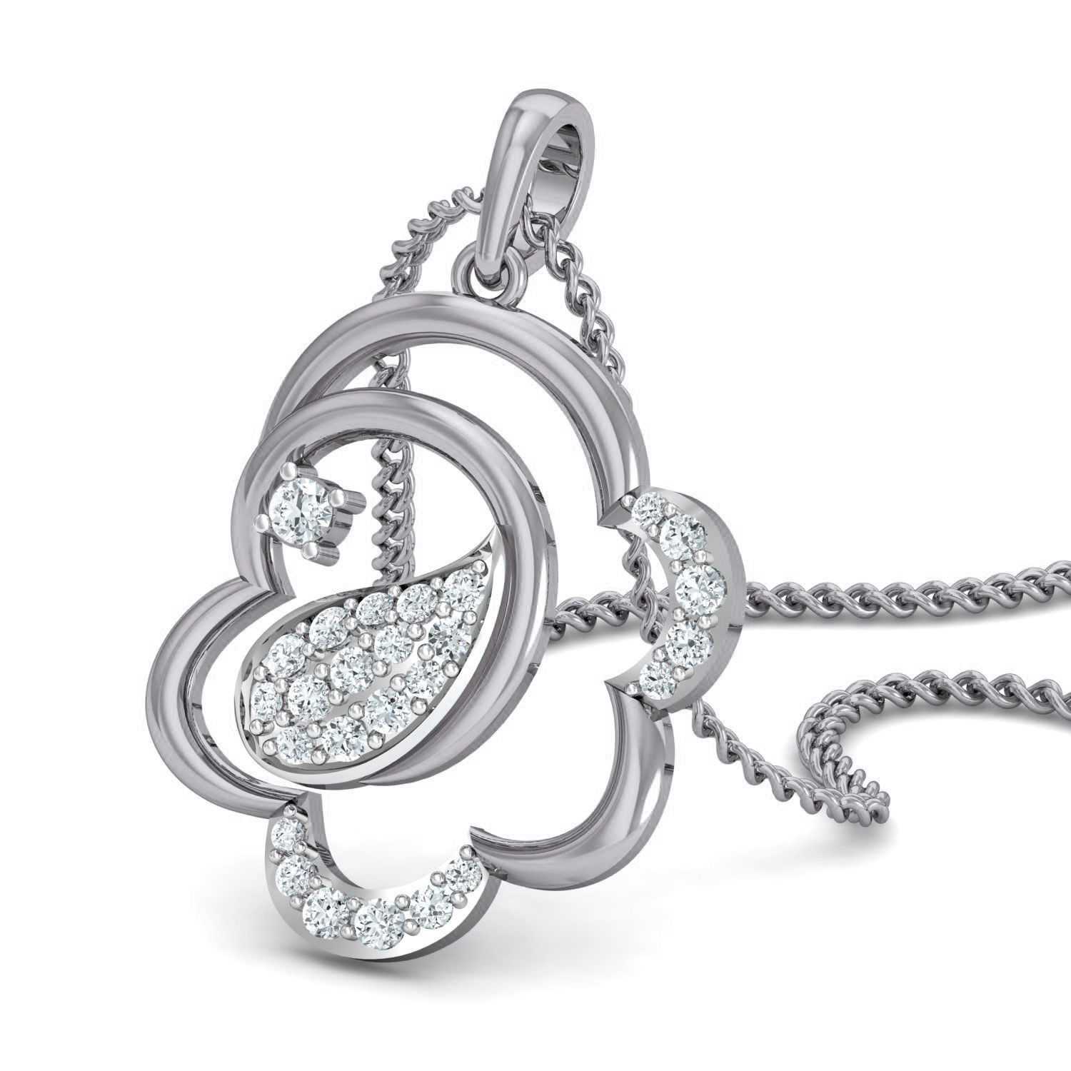 Women Ring Earrings Pendant set 3dm stl 3mf glb render details 3D print model_9