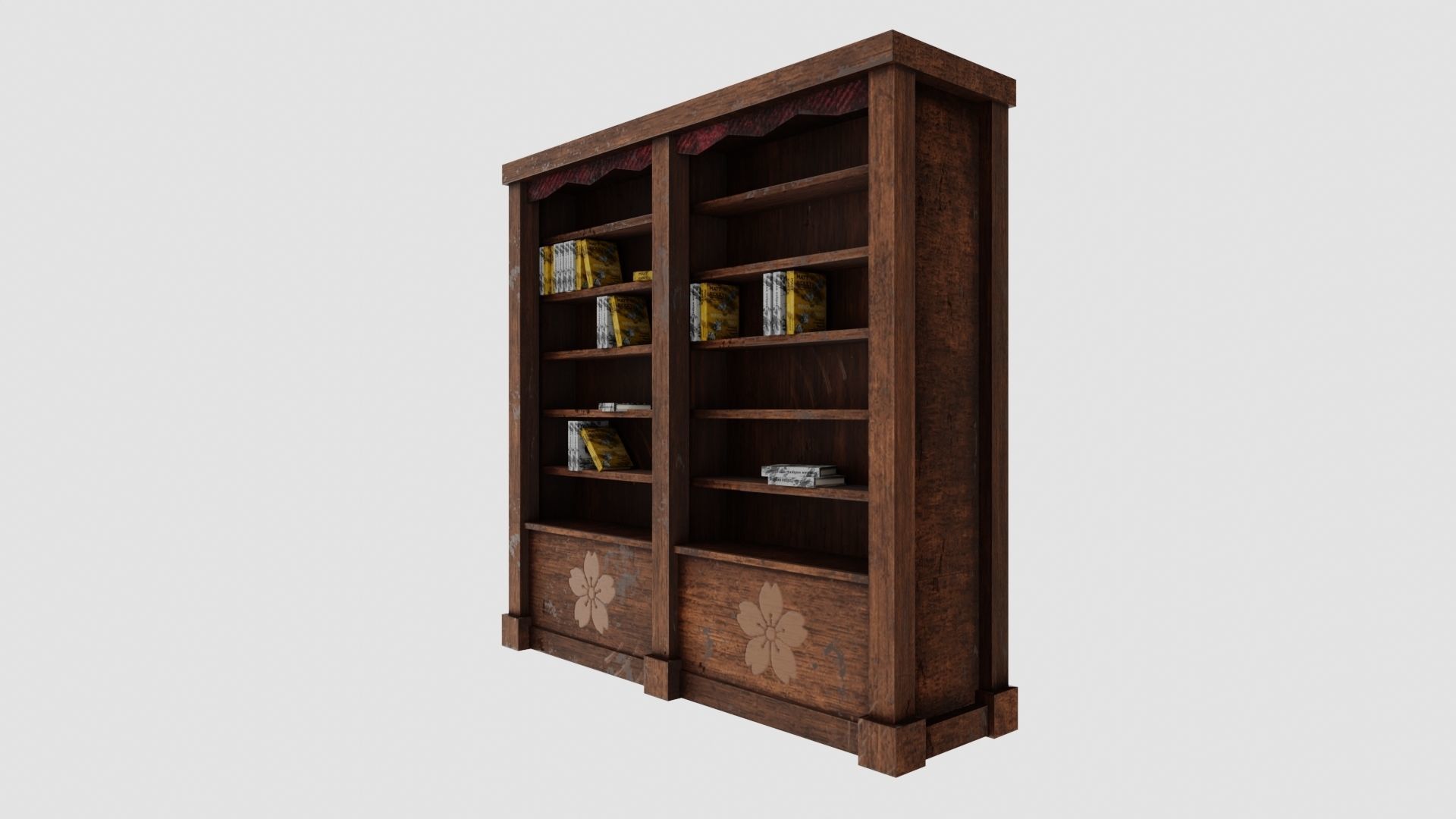 Old Magic Bookshelf Free low-poly 3D model_3