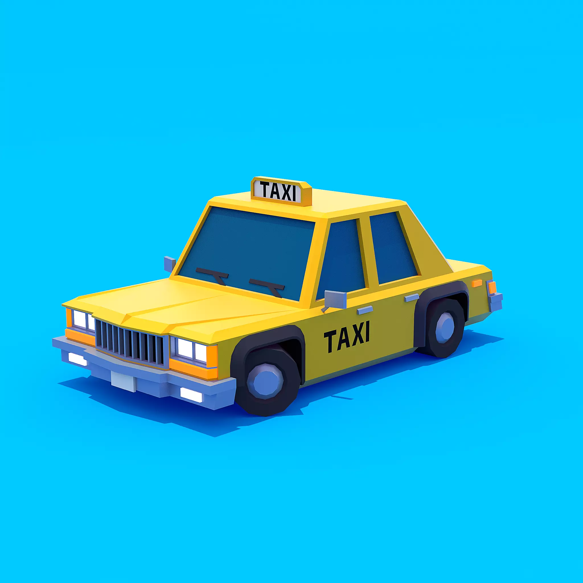 TAXI vehicle Low-poly 3D model