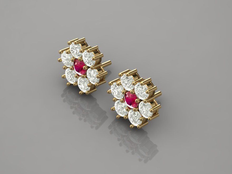 flower earring Free 3D print model_1