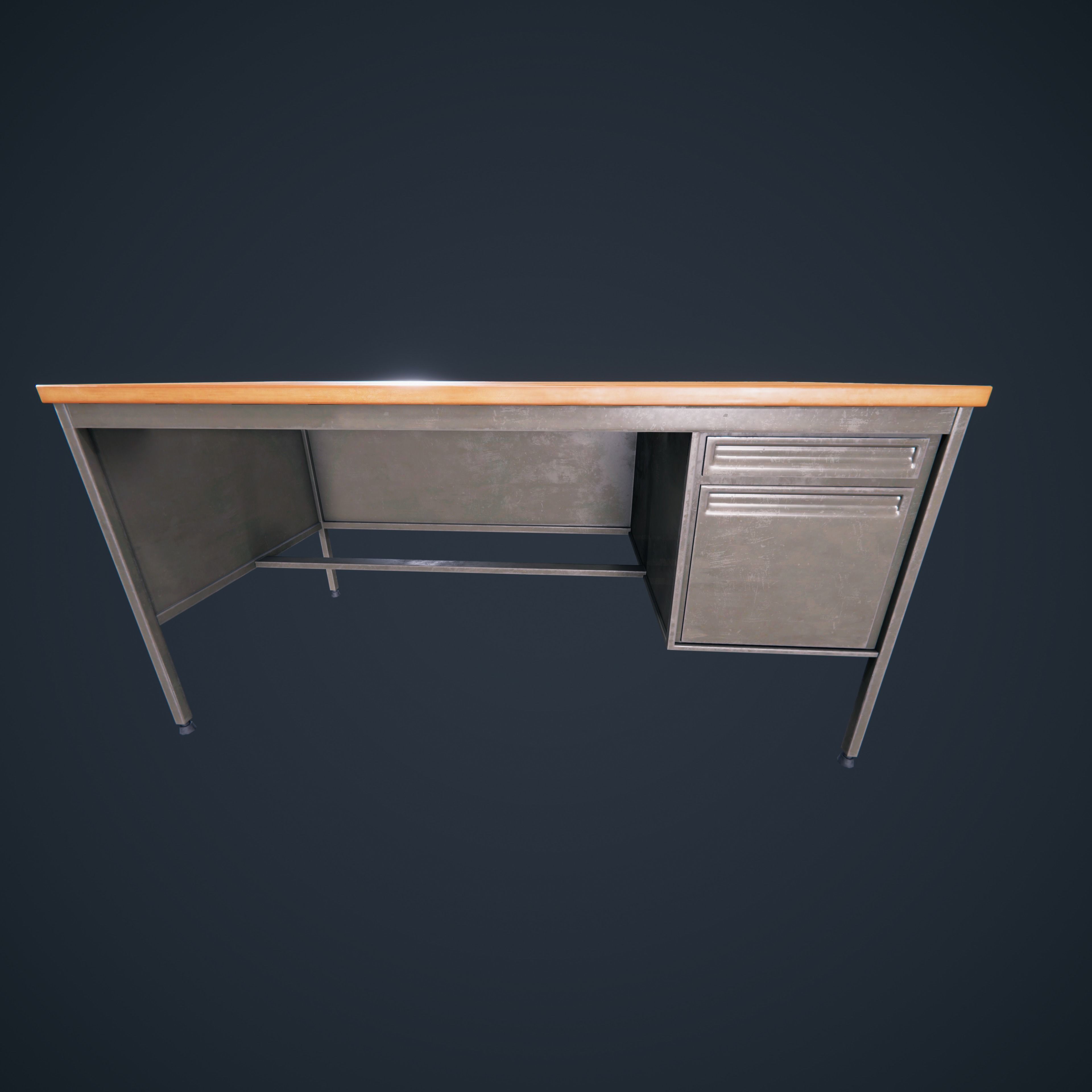 Teacher Desk Classroom VR AR HDRP Low-poly 3D model_1