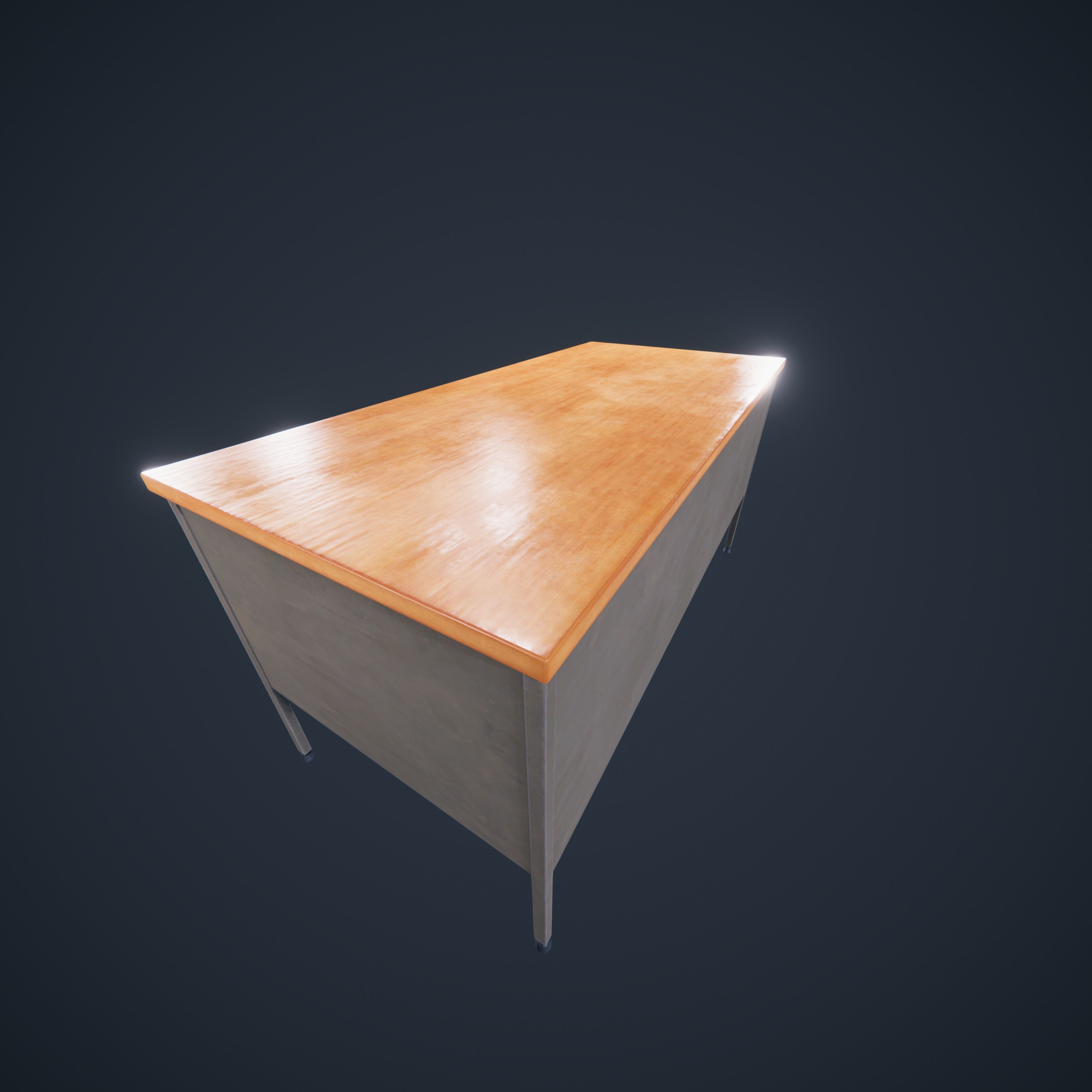 Teacher Desk Classroom VR AR HDRP Low-poly 3D model_7