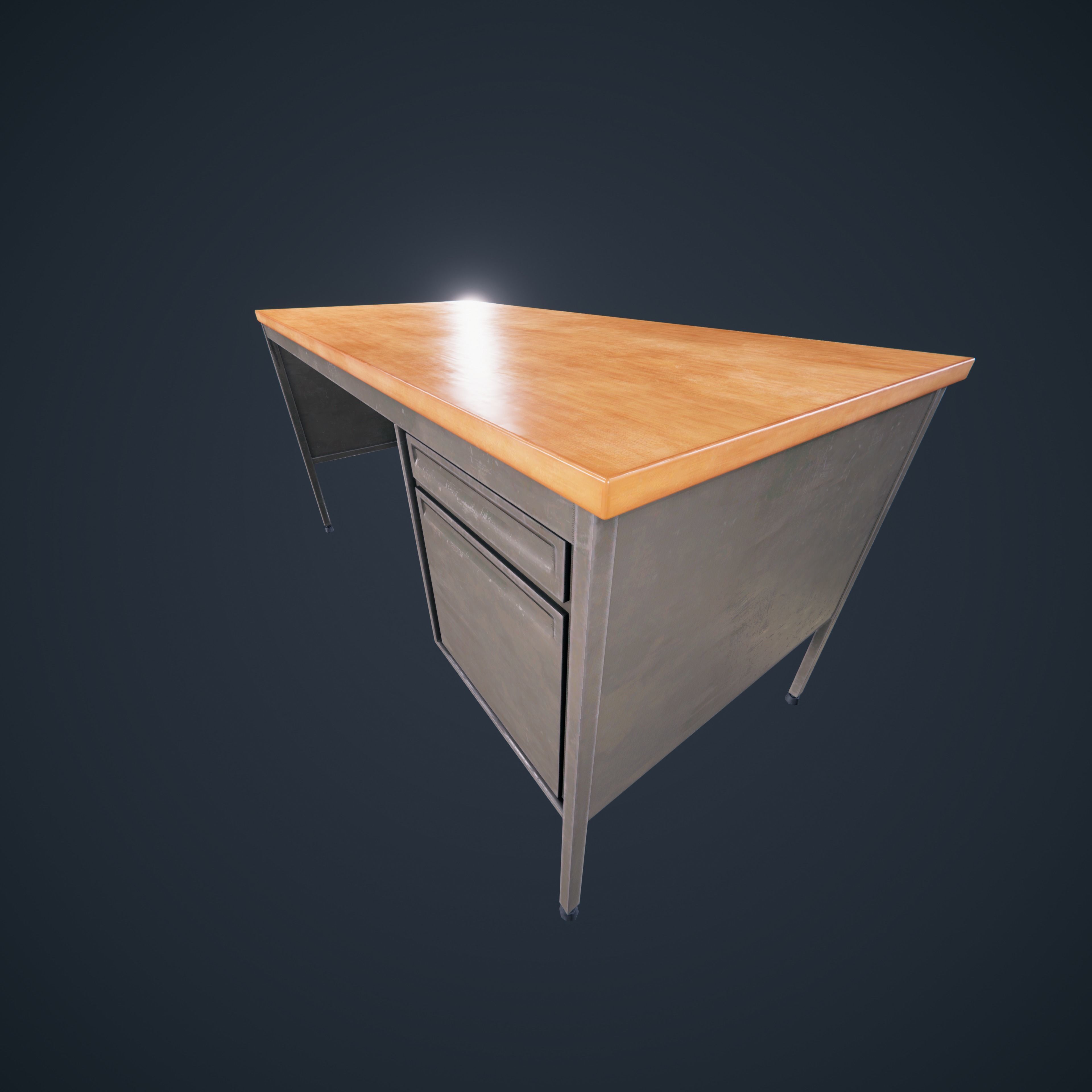 Teacher Desk Classroom VR AR HDRP Low-poly 3D model_8