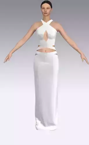 Dress white  cross stap belt bra detail