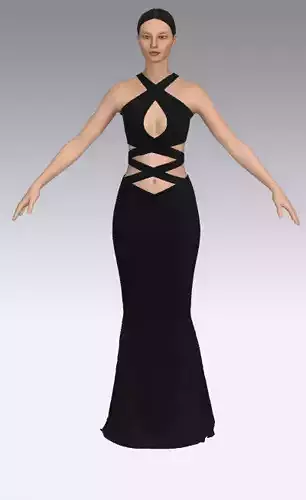 Dress hourglass shape black color cross 