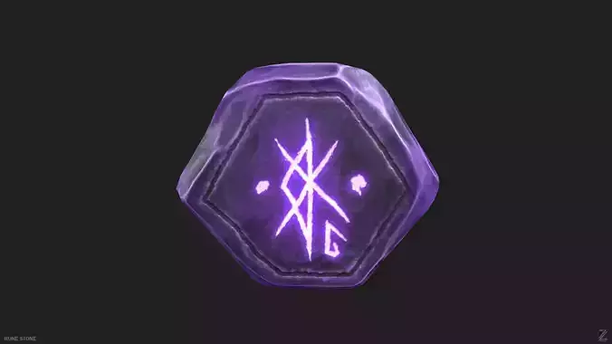 Rune stone Low-poly 3D model