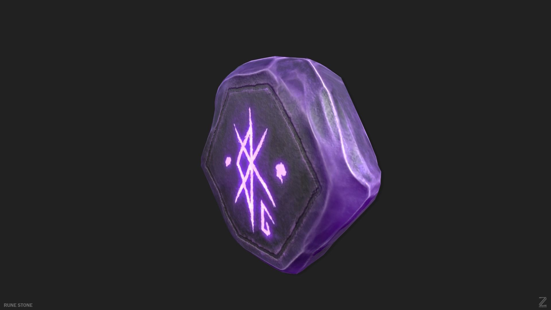 Rune stone Low-poly 3D model_4