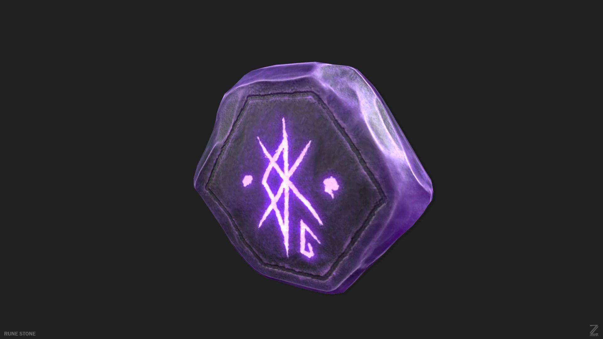 Rune stone Low-poly 3D model_3