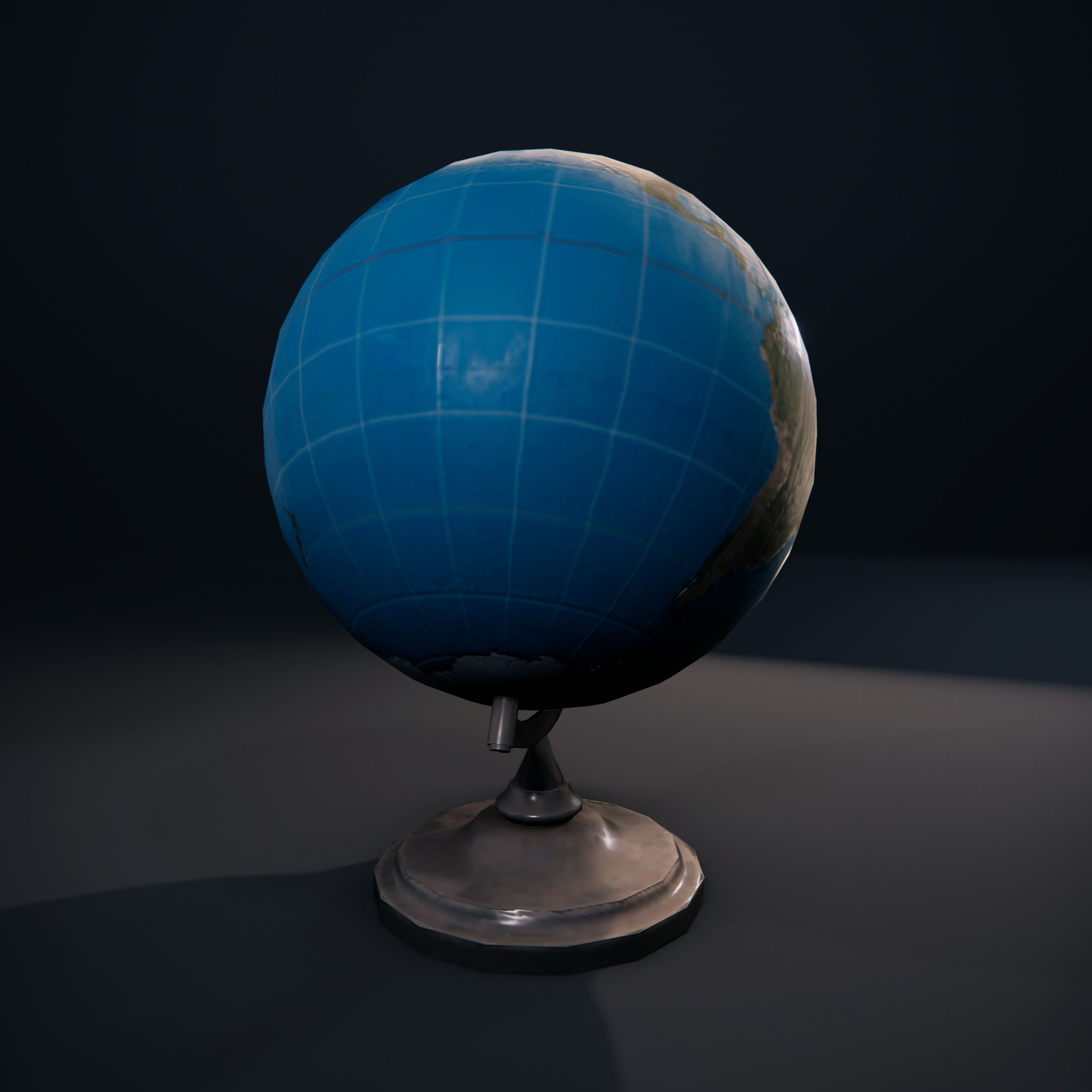 Desk globe world bronze  SchoolRoom HDRP Low-poly 3D model_4