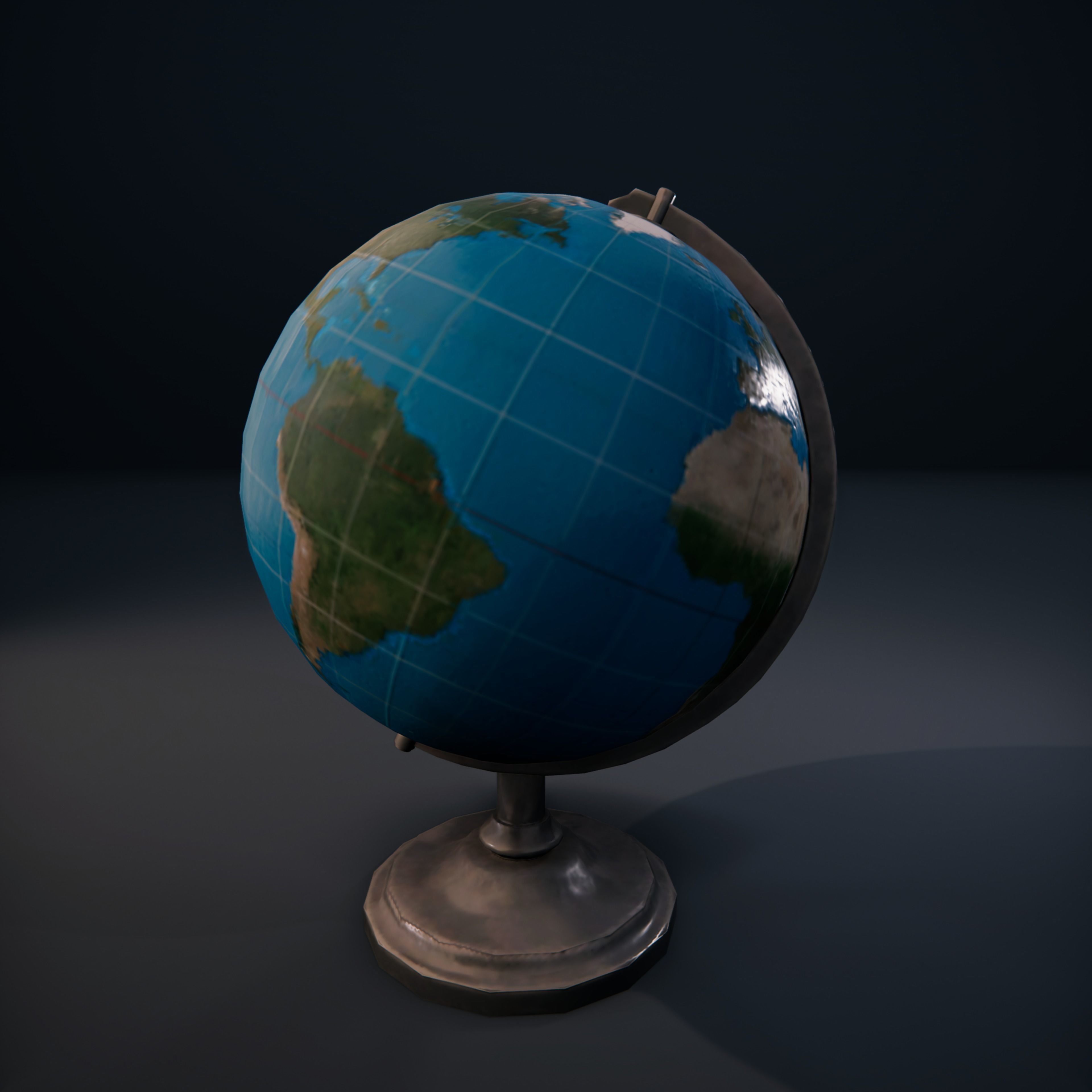 Desk globe world bronze  SchoolRoom HDRP Low-poly 3D model_1