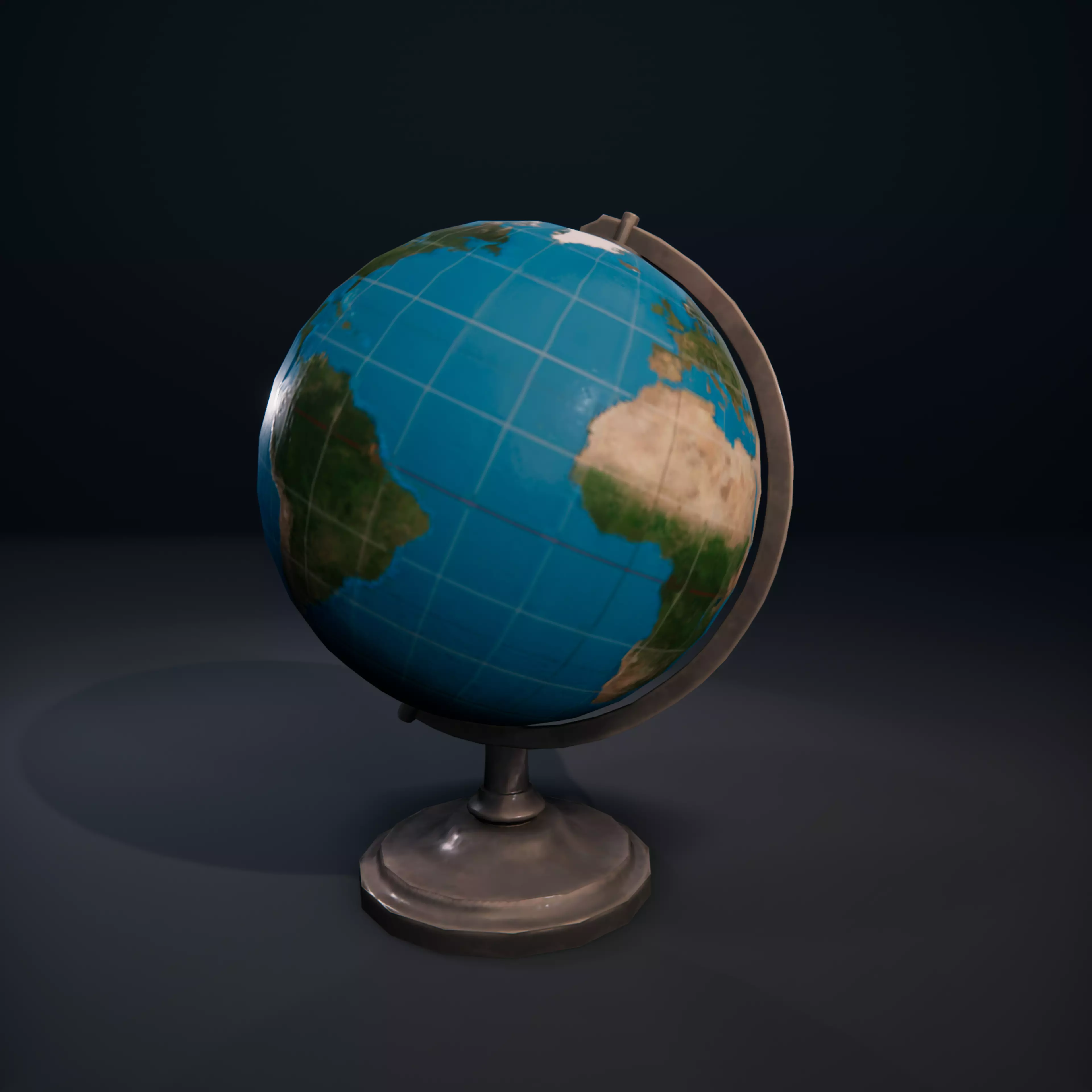 Desk globe world bronze  SchoolRoom HDRP Low-poly 3D model_0
