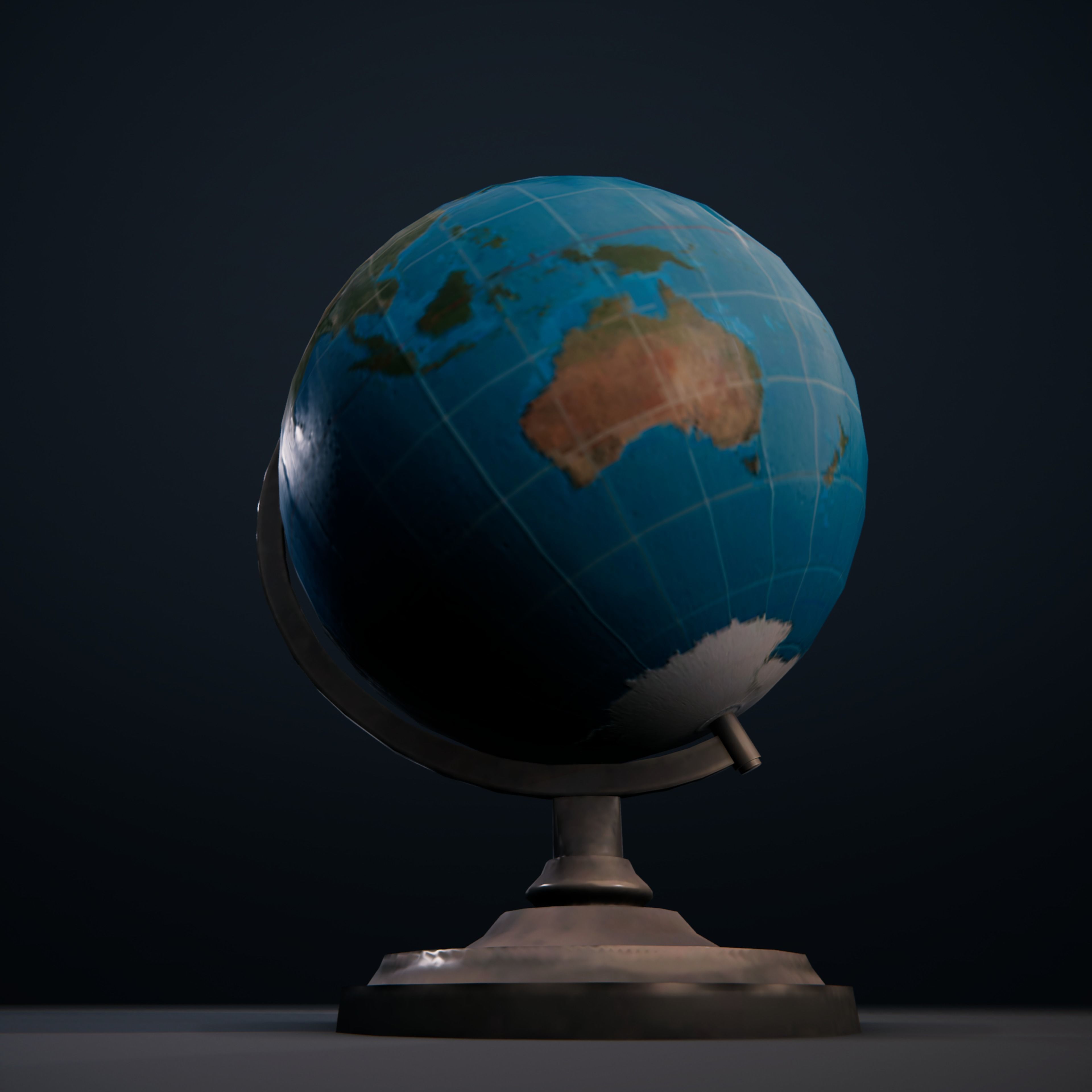 Desk globe world bronze  SchoolRoom HDRP Low-poly 3D model_2