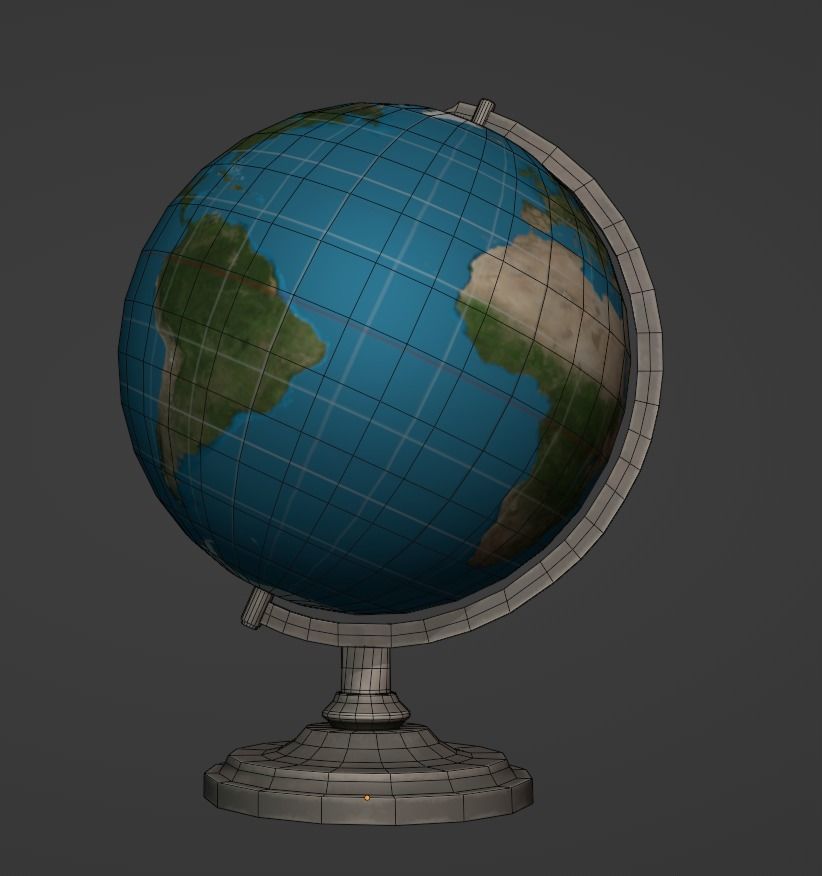 Desk globe world bronze  SchoolRoom HDRP Low-poly 3D model_5