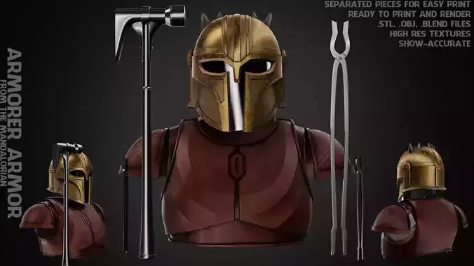 The Mandalorian Armorer Full Armor and Tools for Cosplay 3D Model Collection