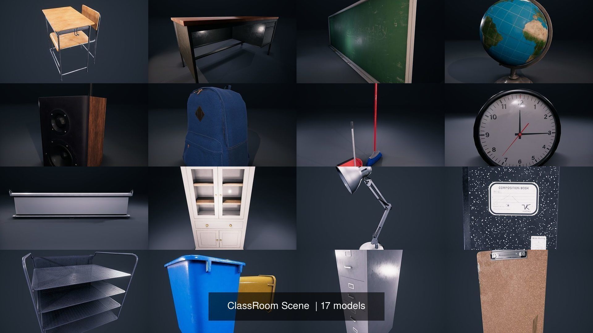 ClassRoom Scene 3D Model Collection_2