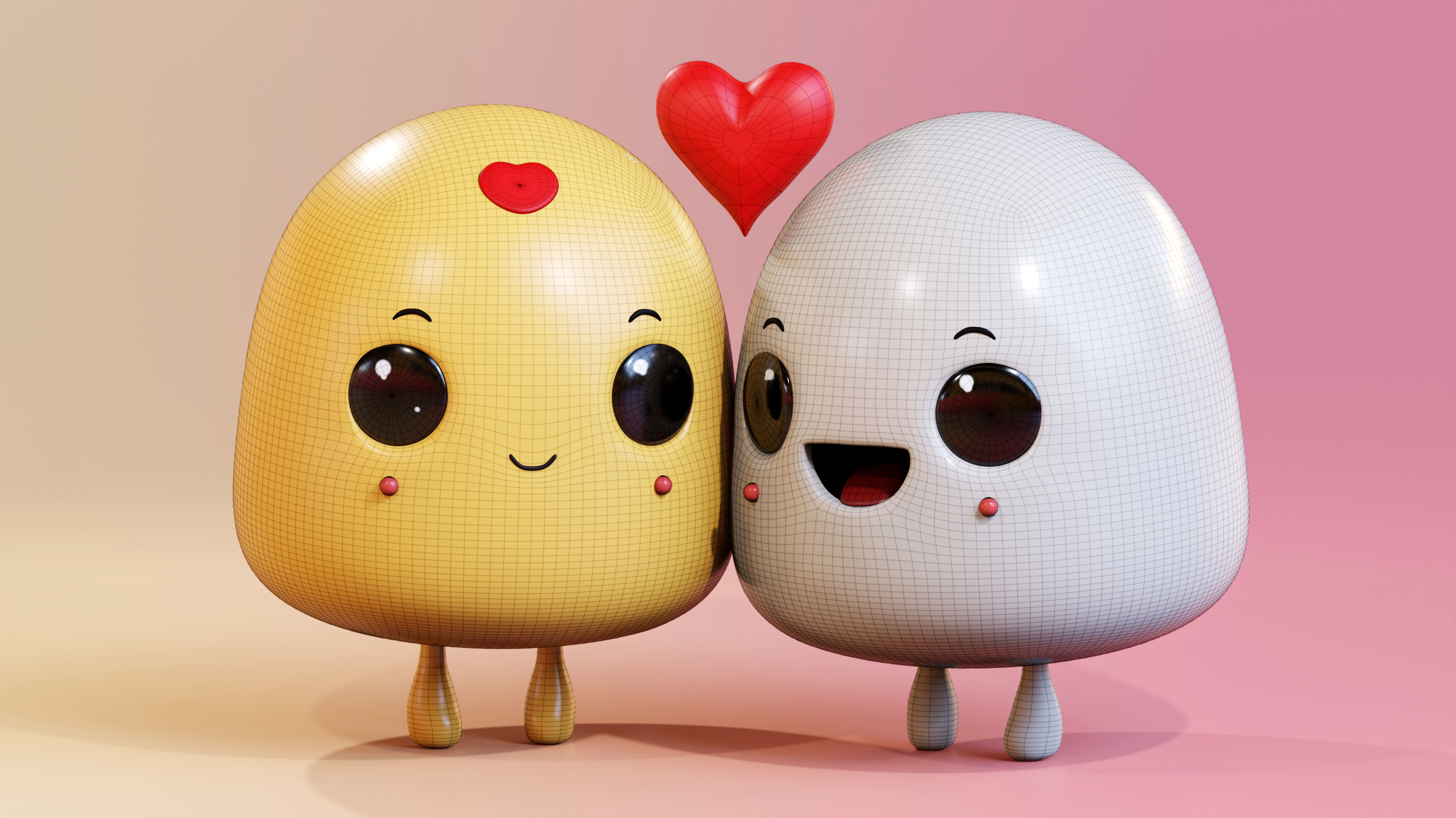 Simple Cute Emoji Couple 3D model_13