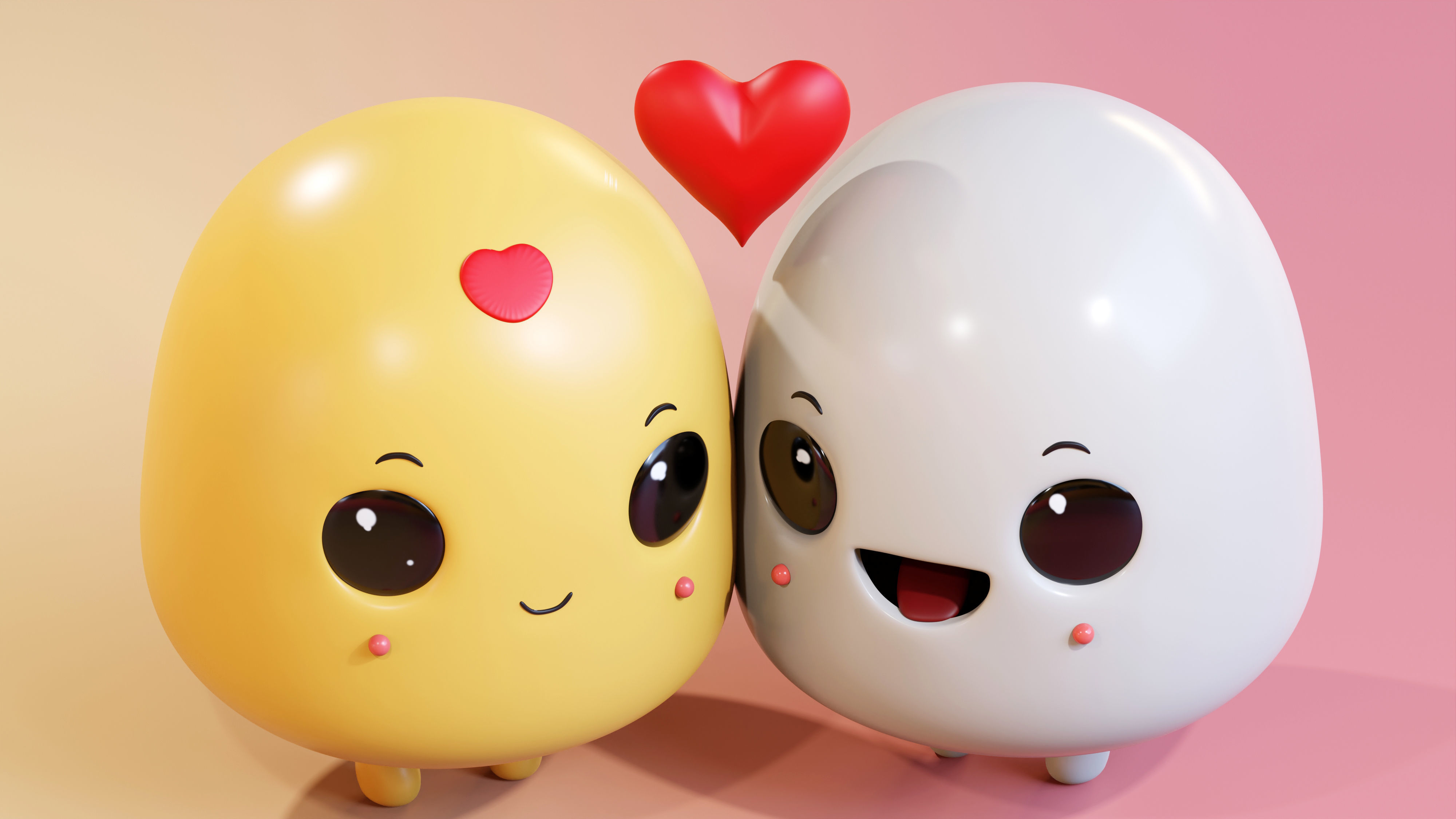 Simple Cute Emoji Couple 3D model_10