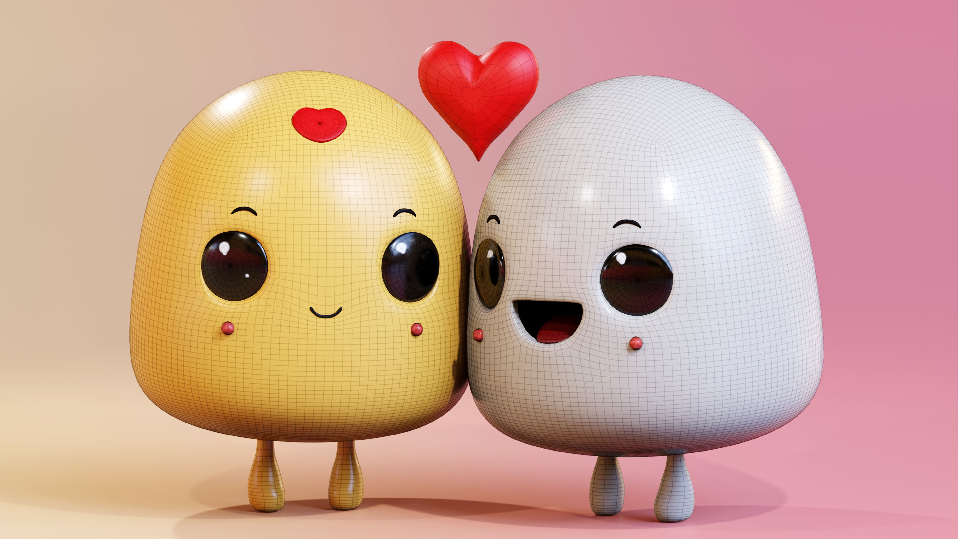Simple Cute Emoji Couple 3D model_16