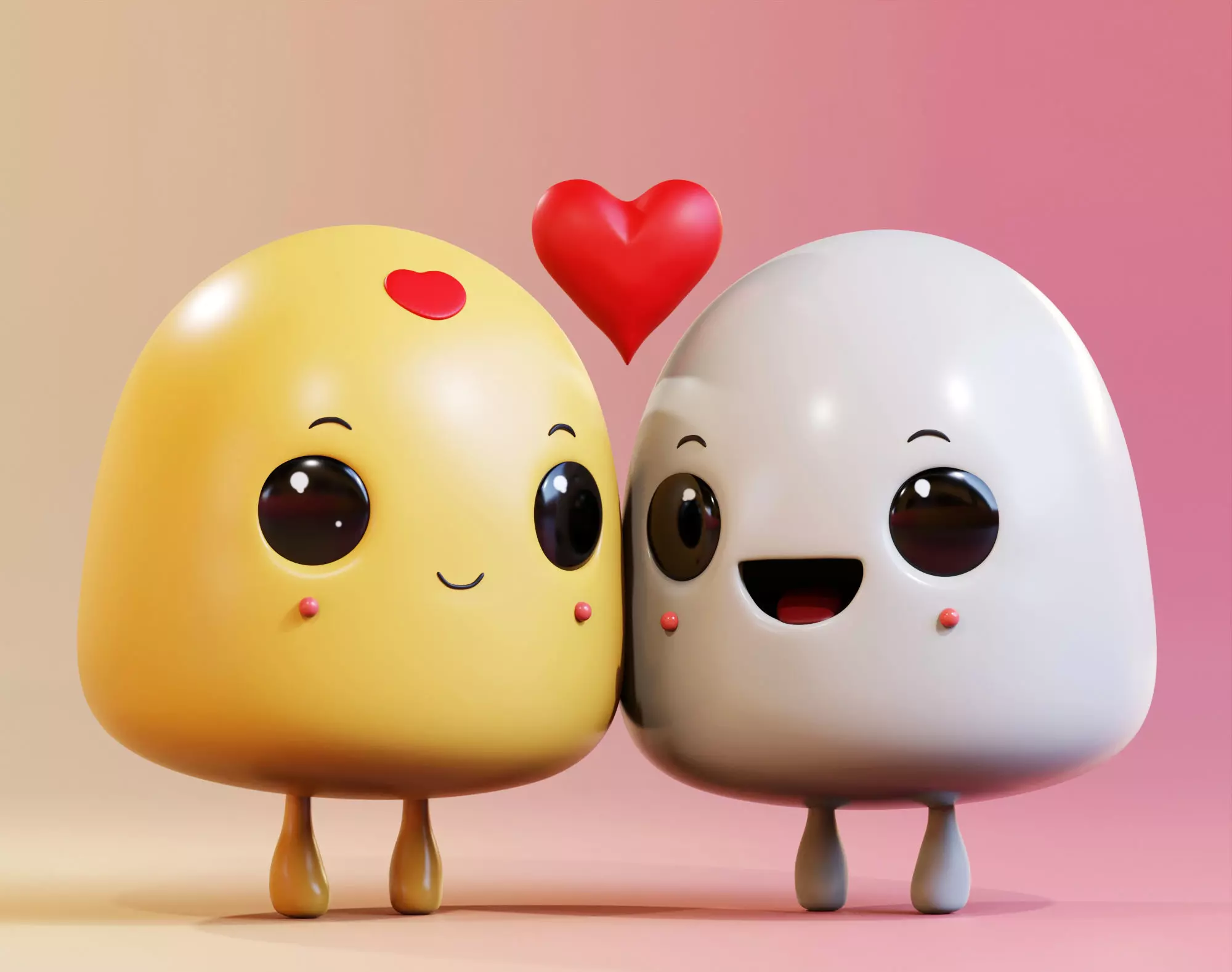 Simple Cute Emoji Couple 3D model_0