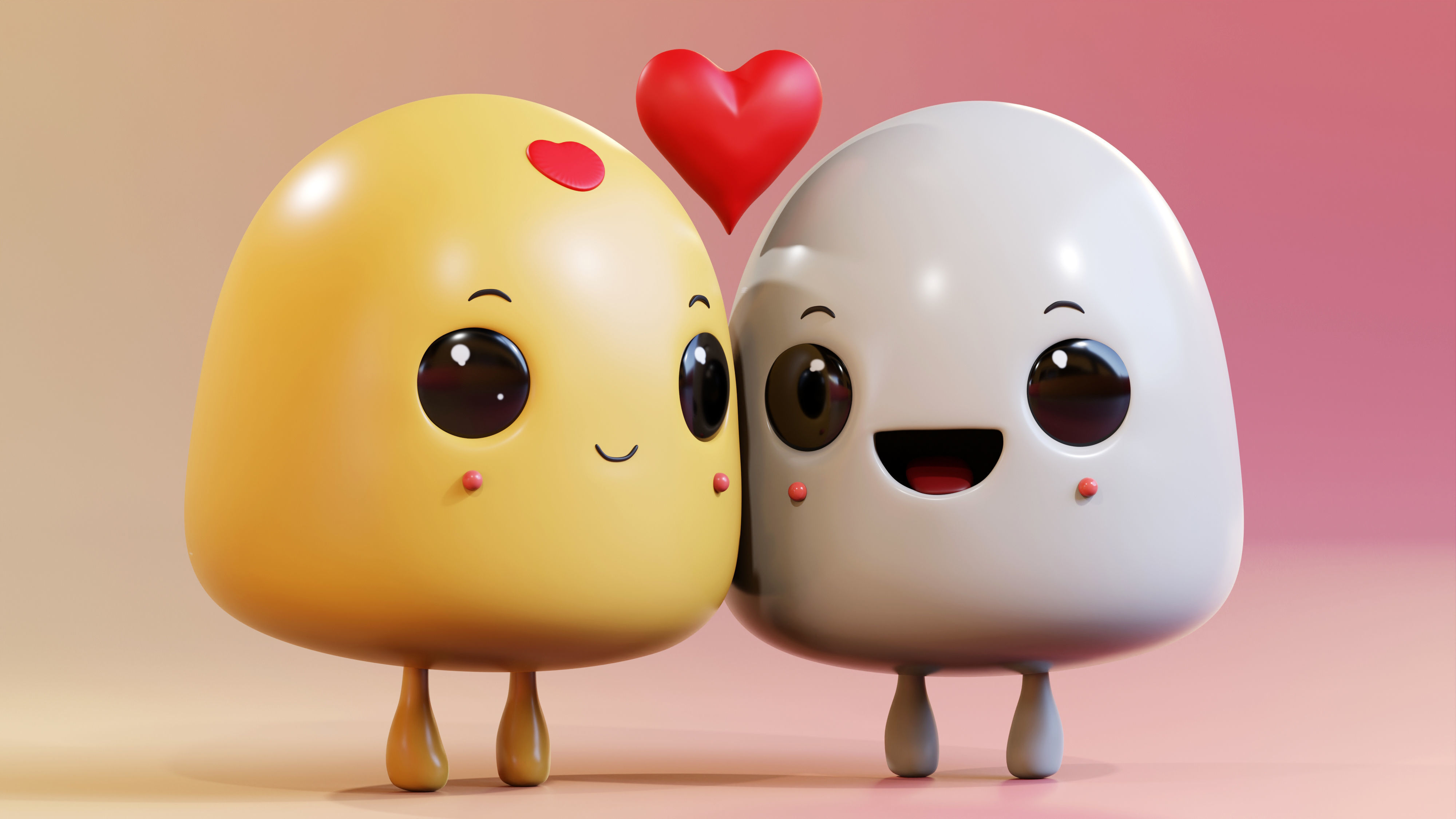 Simple Cute Emoji Couple 3D model_9