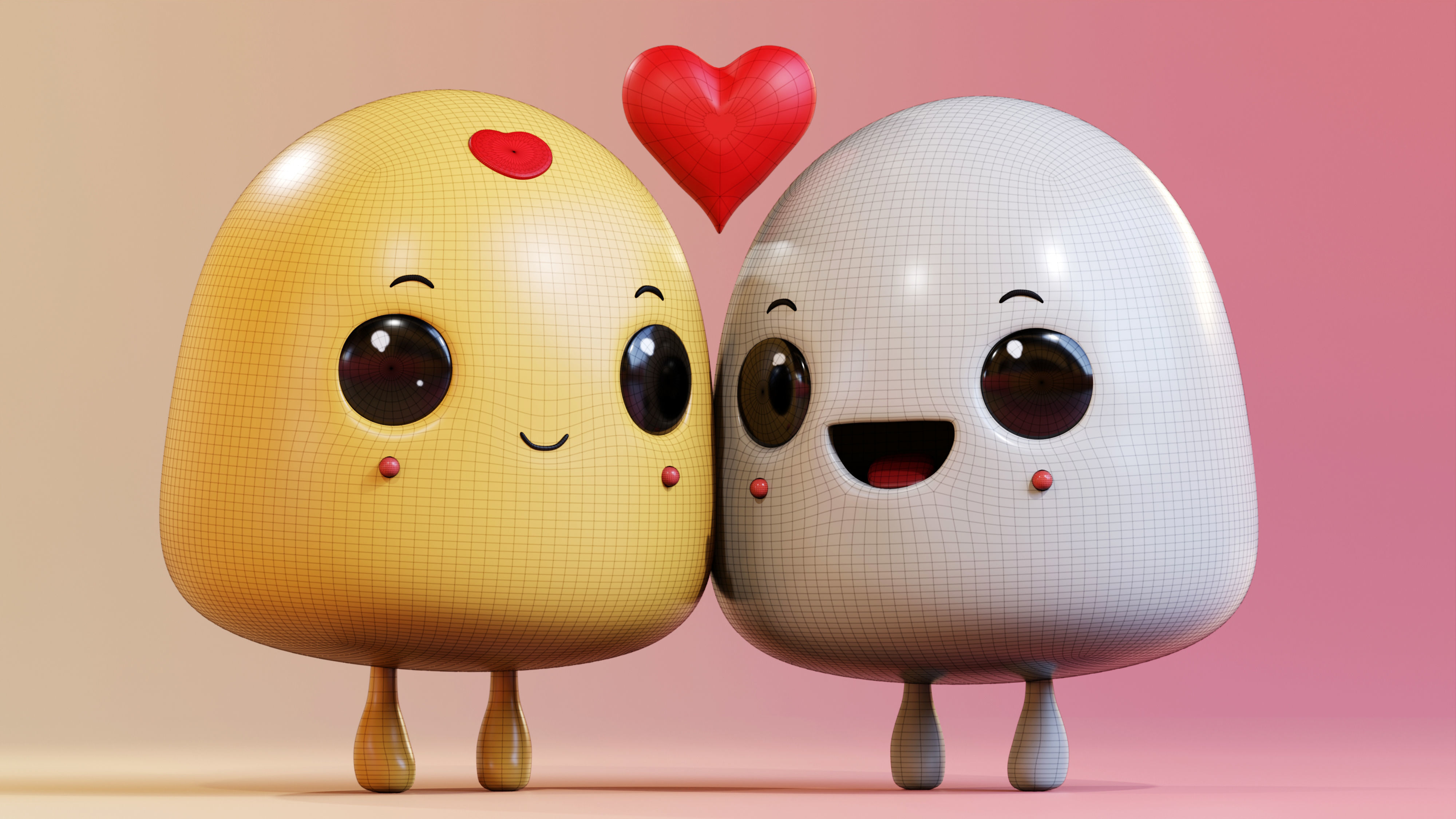 Simple Cute Emoji Couple 3D model_2