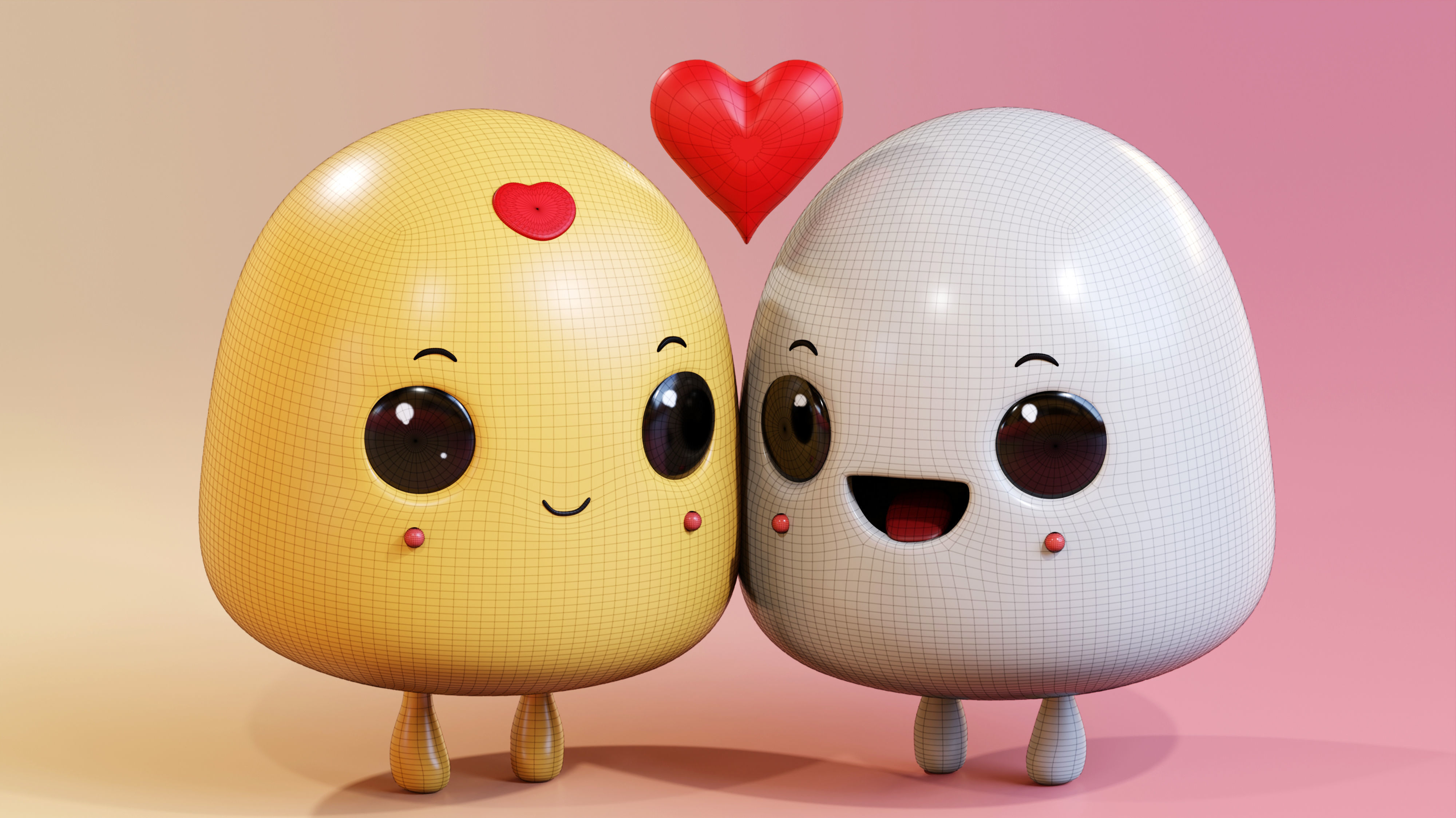 Simple Cute Emoji Couple 3D model_17