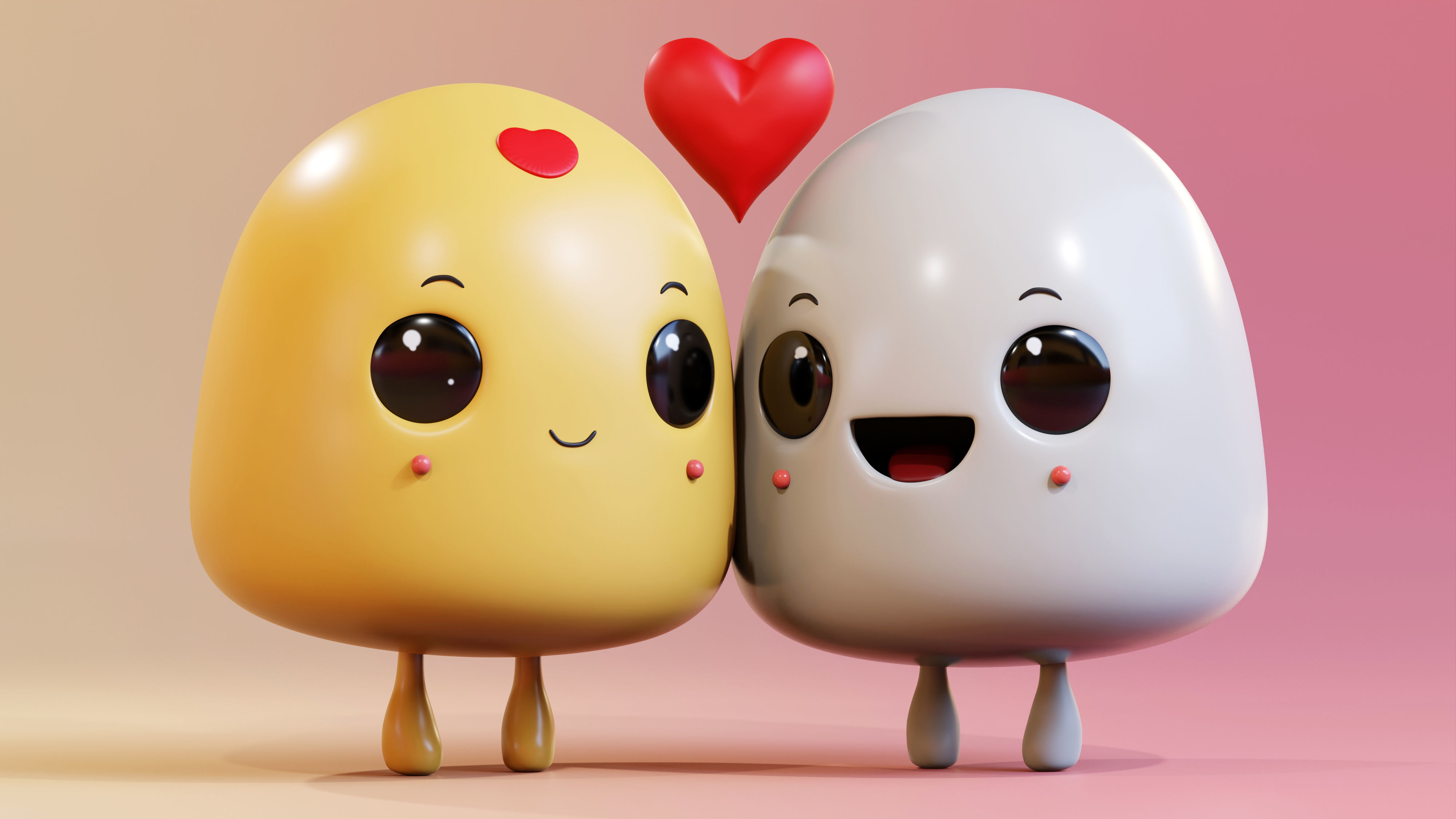 Simple Cute Emoji Couple 3D model_1