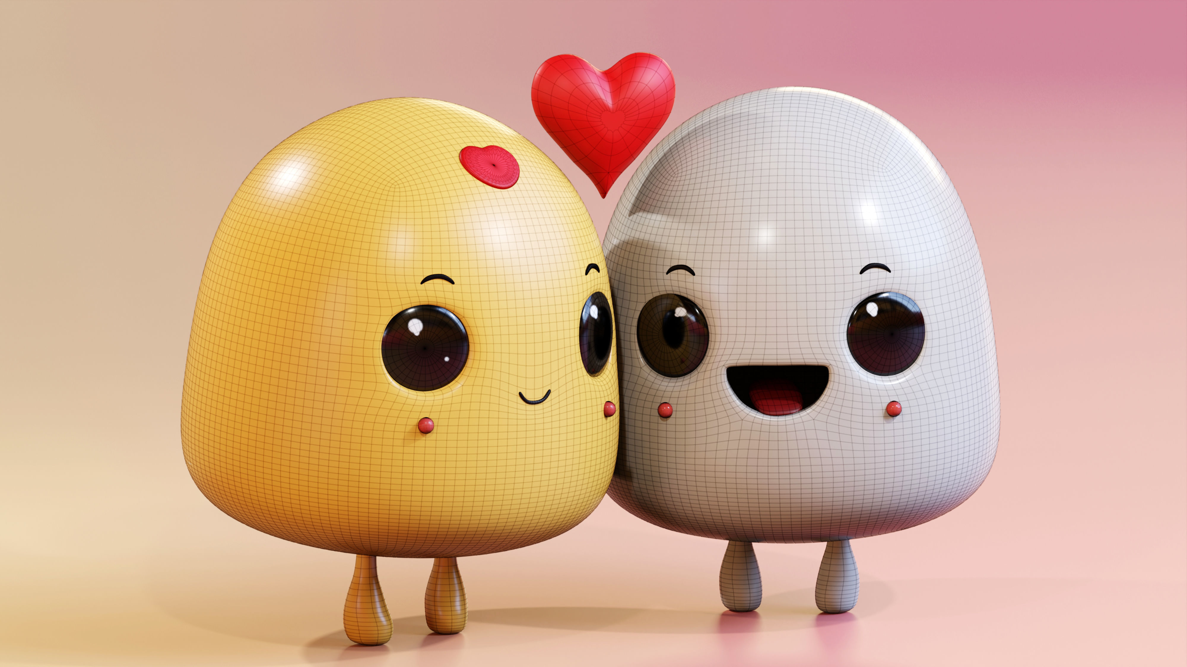 Simple Cute Emoji Couple 3D model_15