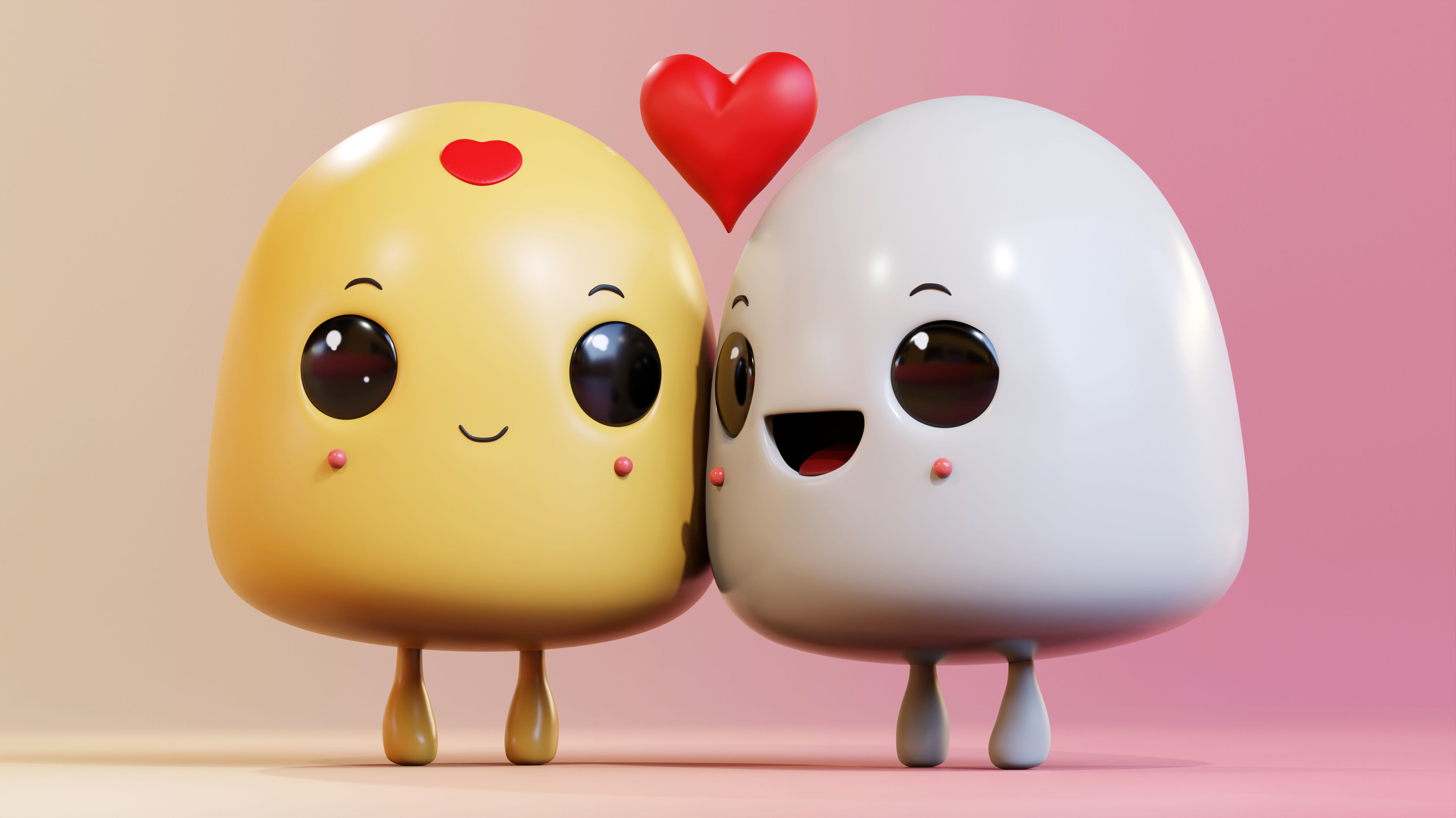 Simple Cute Emoji Couple 3D model_4