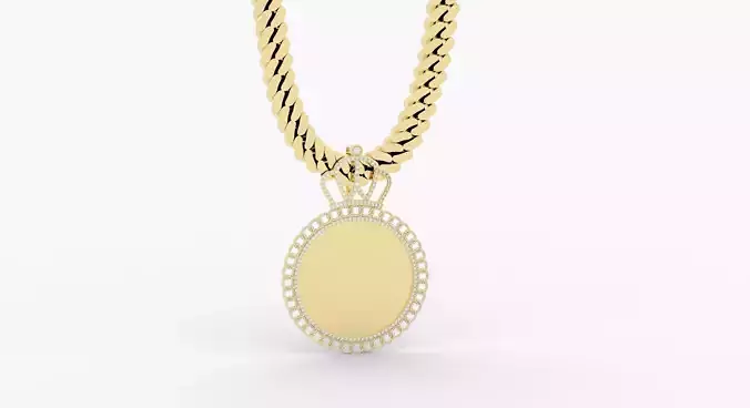 Big Photo Pendant Cuban Edges Full Iced Out 3D print model