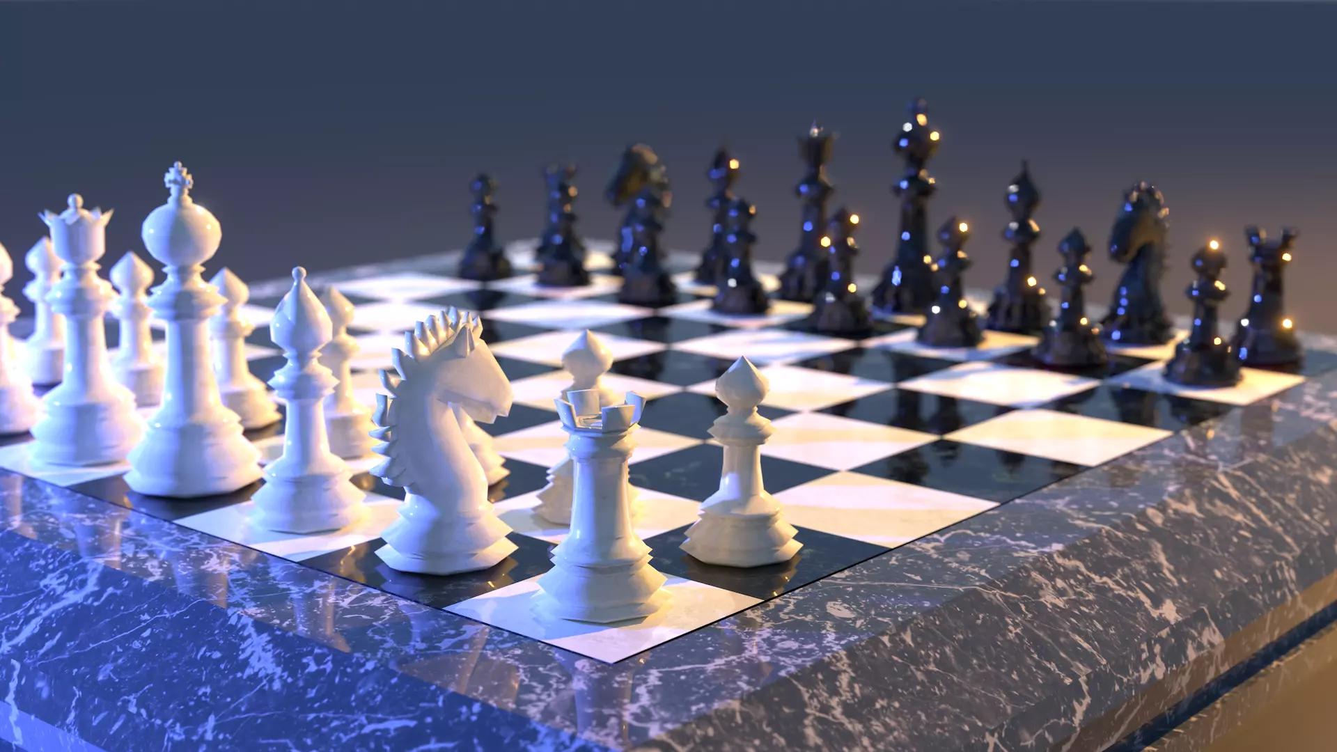 Marble Chess Set Free low-poly 3D model