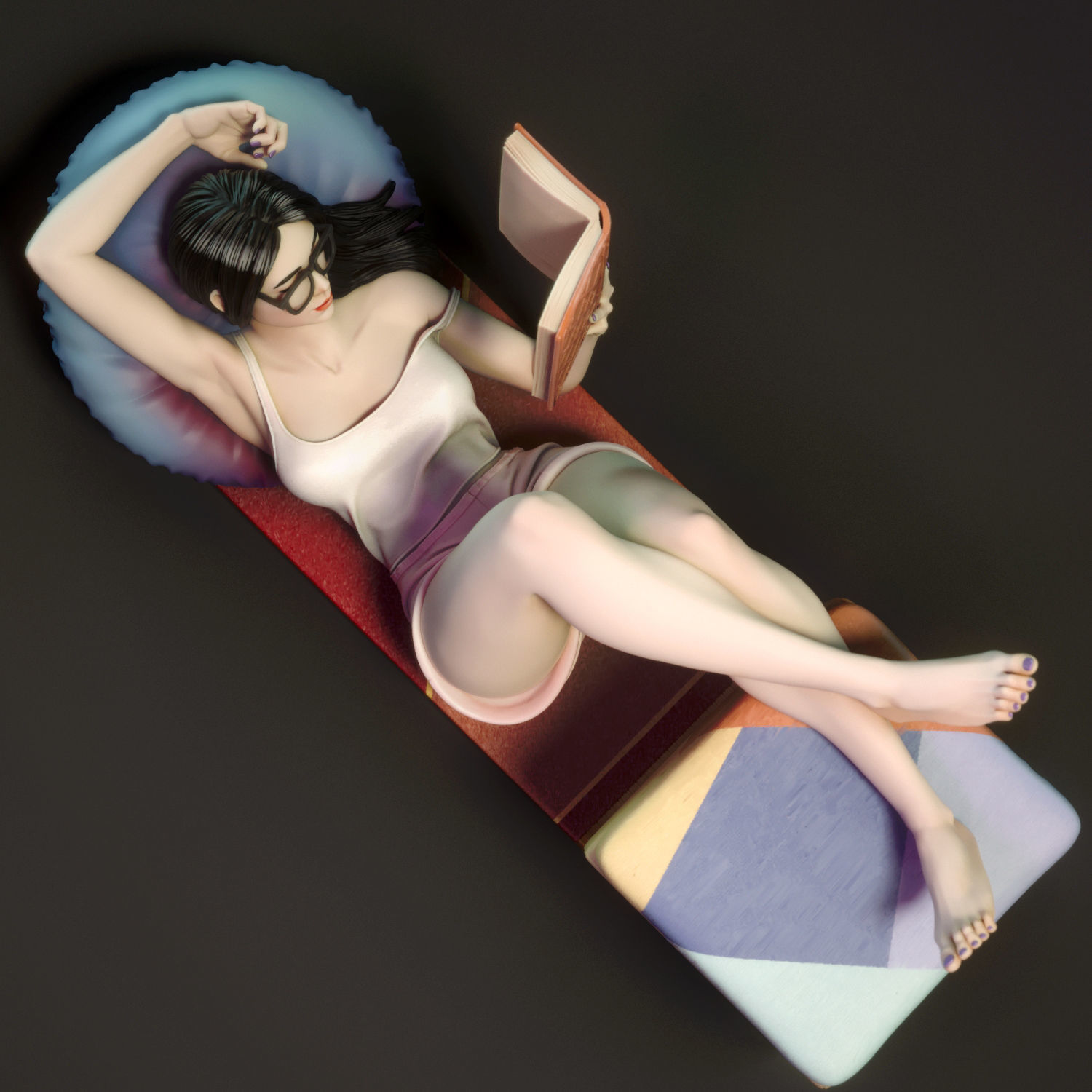 Moon - A woman reading a book 3D print model_5