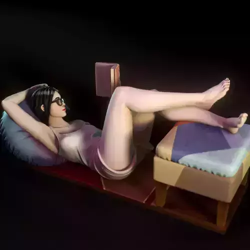 Moon - A woman reading a book 3D print model