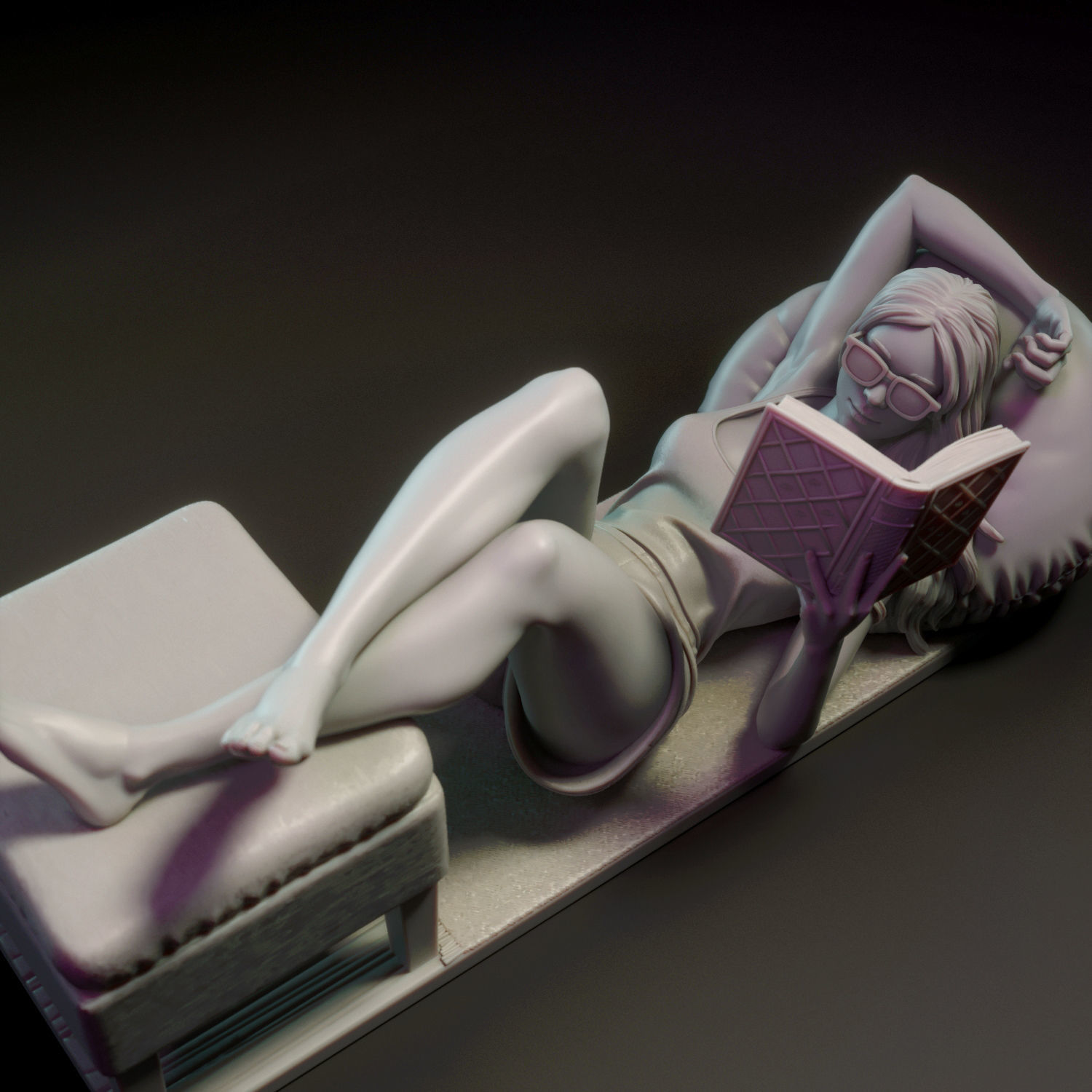 Moon - A woman reading a book 3D print model_15