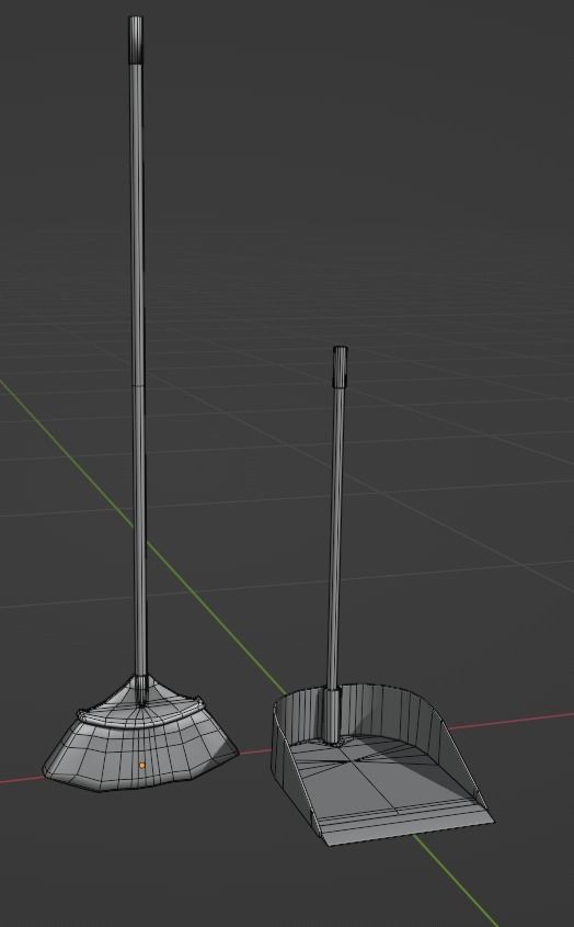 Broom And DustPan HDRP Classroom AR VR Low-poly 3D model_5